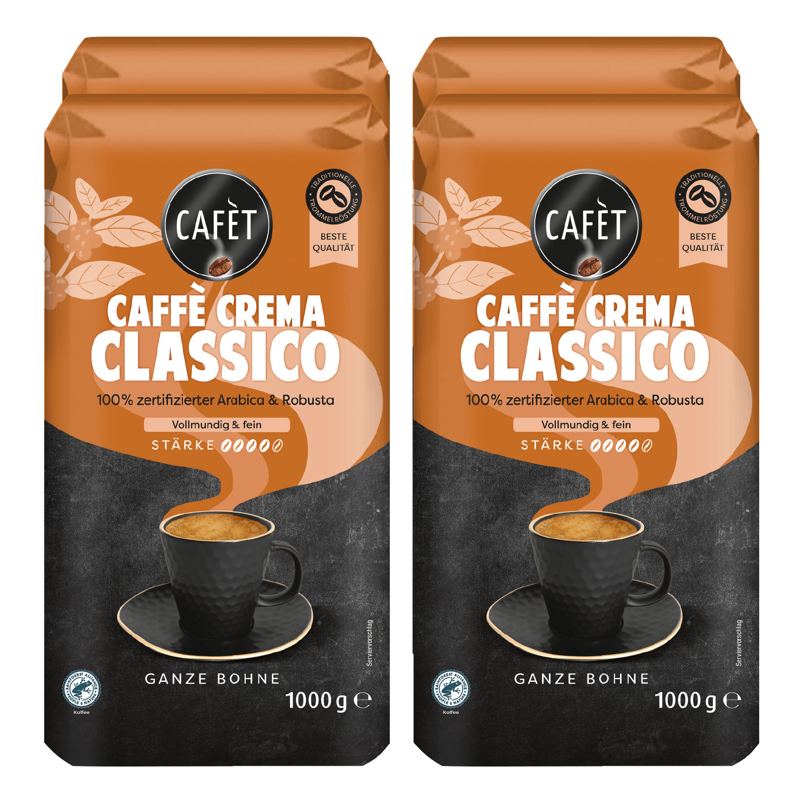 Cafet Caffe Crema Ganze Bohne 1 kg, 4er Pack - Bild 1