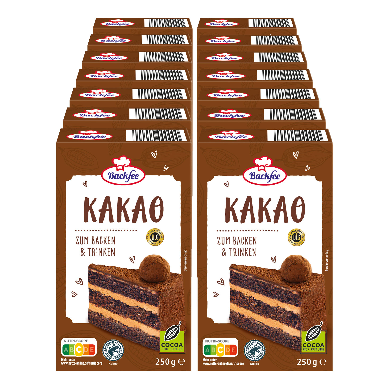 Backfee Kakao 250 g, 14er Pack - Bild 1