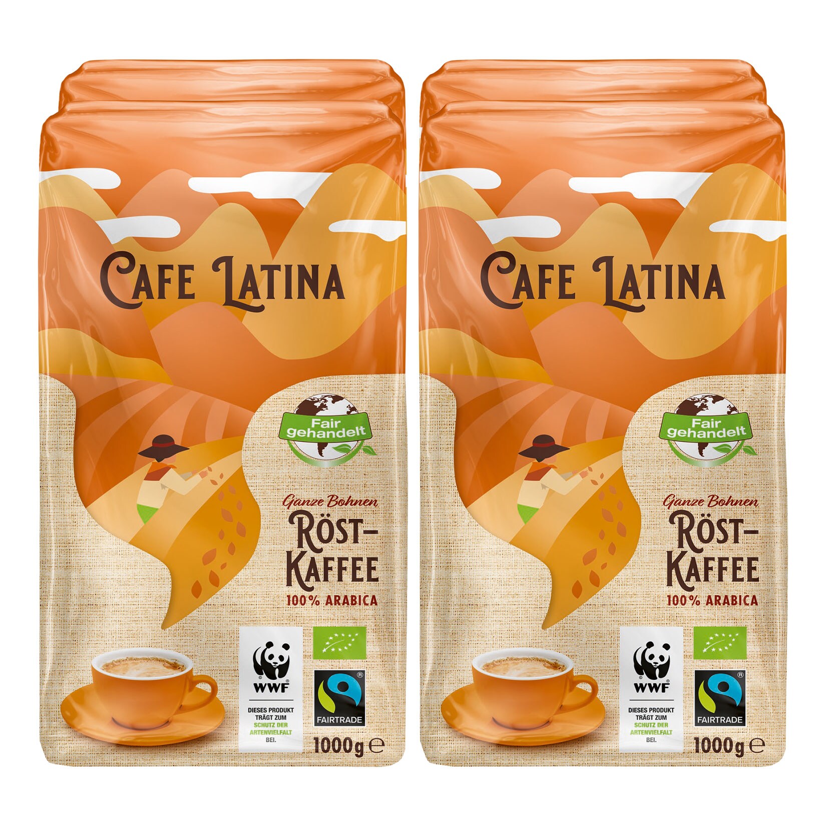 Cafe Latina Bio Fairtrade ganze Bohne 1 kg, 4er Pack - Bild 1