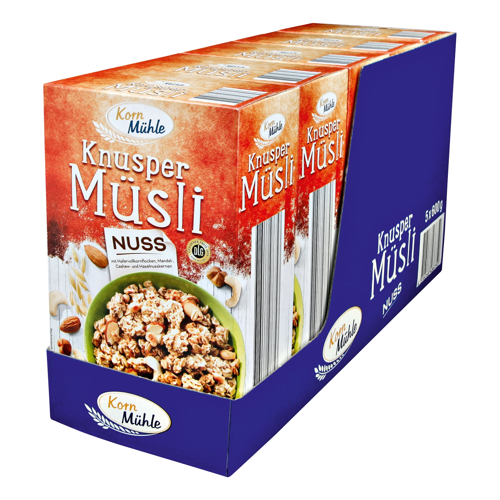 Kornm&uuml;hle Knusper Nuss M&uuml;sli 600 g, 5er Pack - Bild 1