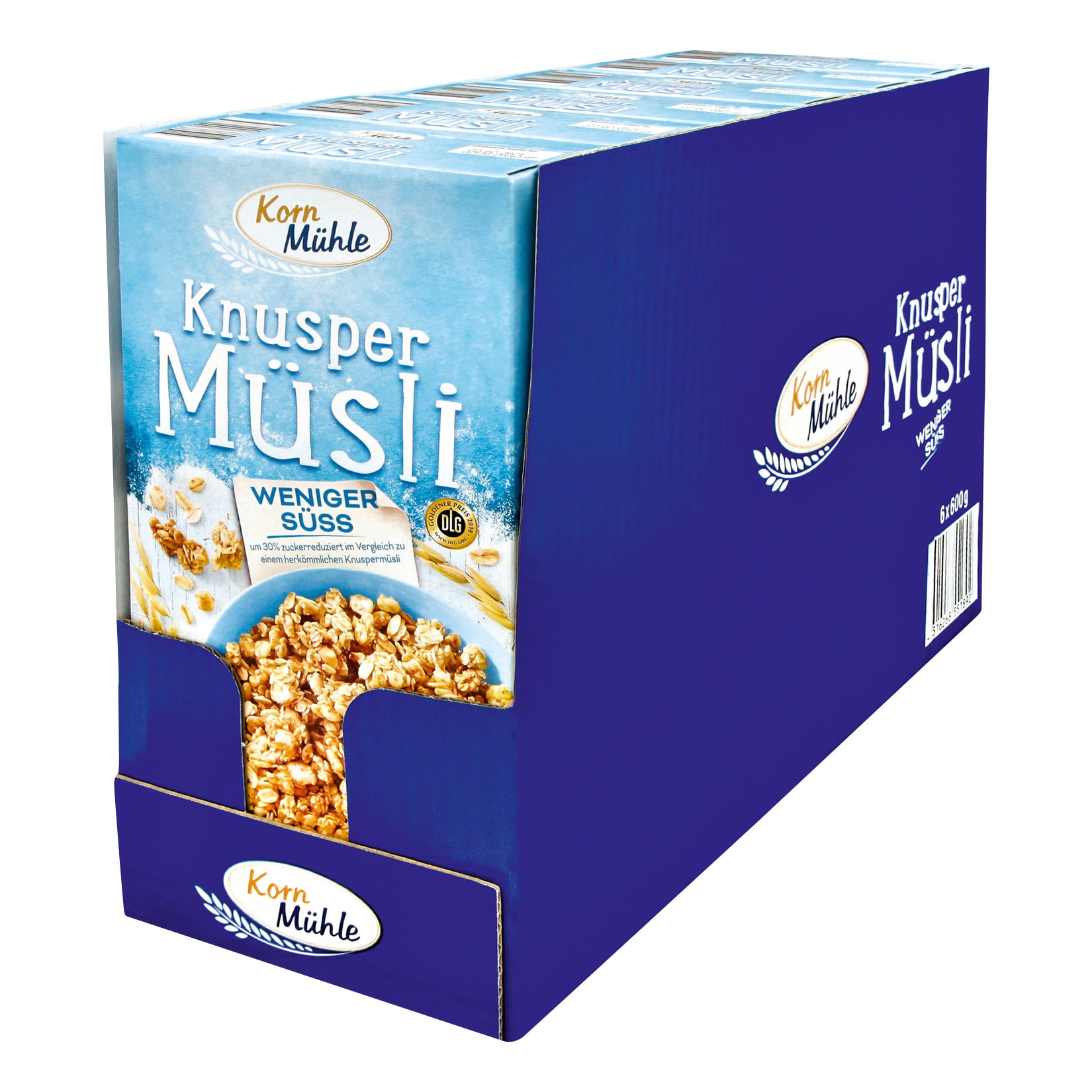 Kornm&uuml;hle Knusper M&uuml;sli weniger s&uuml;&szlig; 600 g, 6er Pack - Bild 1