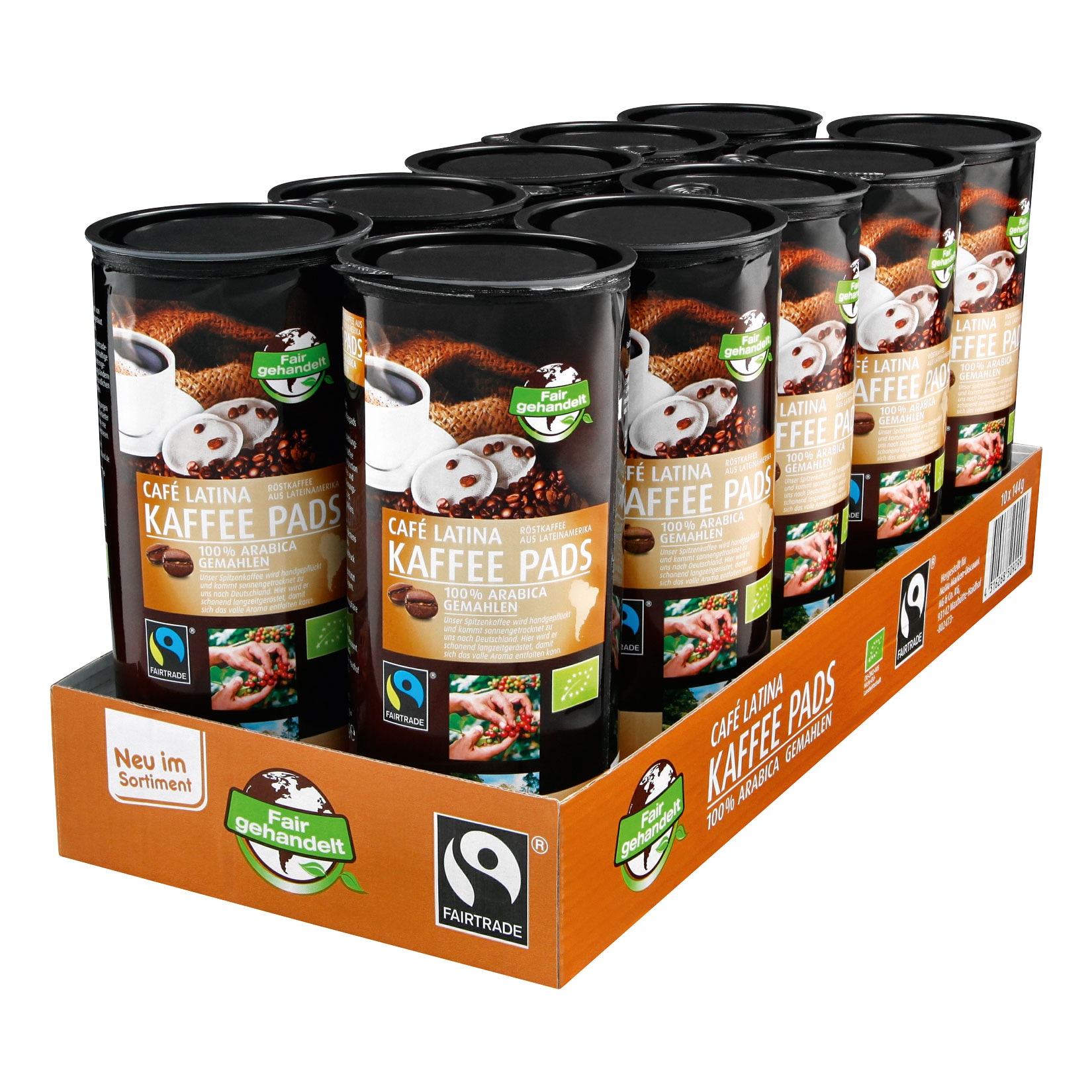 Bio Fairtrade Cafe Latina Kaffeepads 144 g, 10er Pack - Bild 1