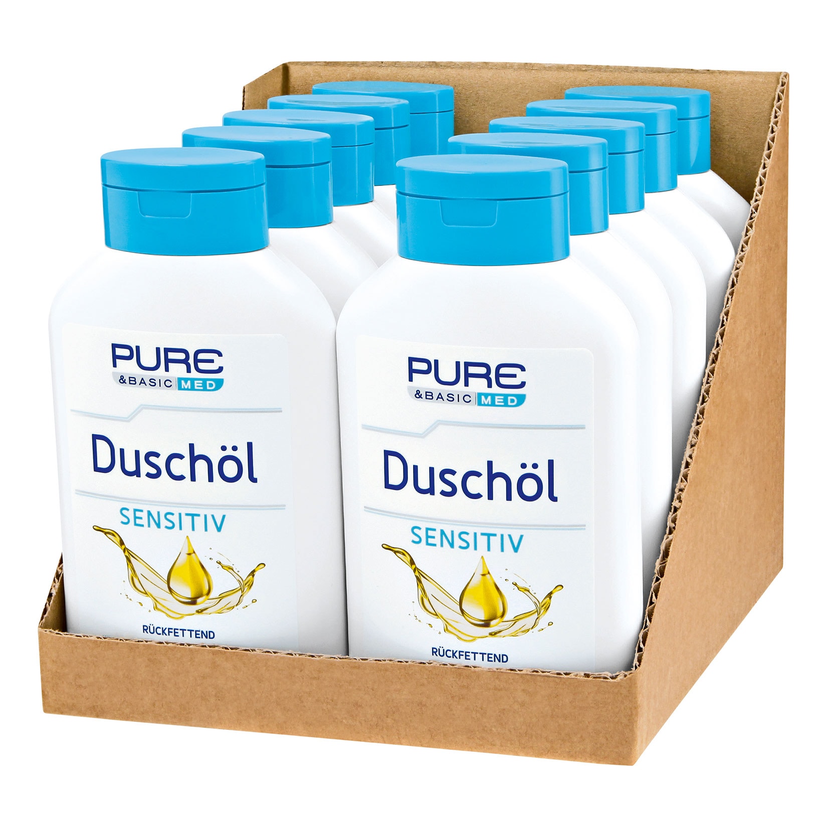Pure & Basic med Duschöl Sensitiv 300 ml, 10er Pack