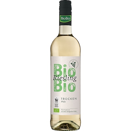 BioBio Riesling trocken Qualitätswein Rheinhessen 12,5 % vol 0,75 Liter - Bild 1