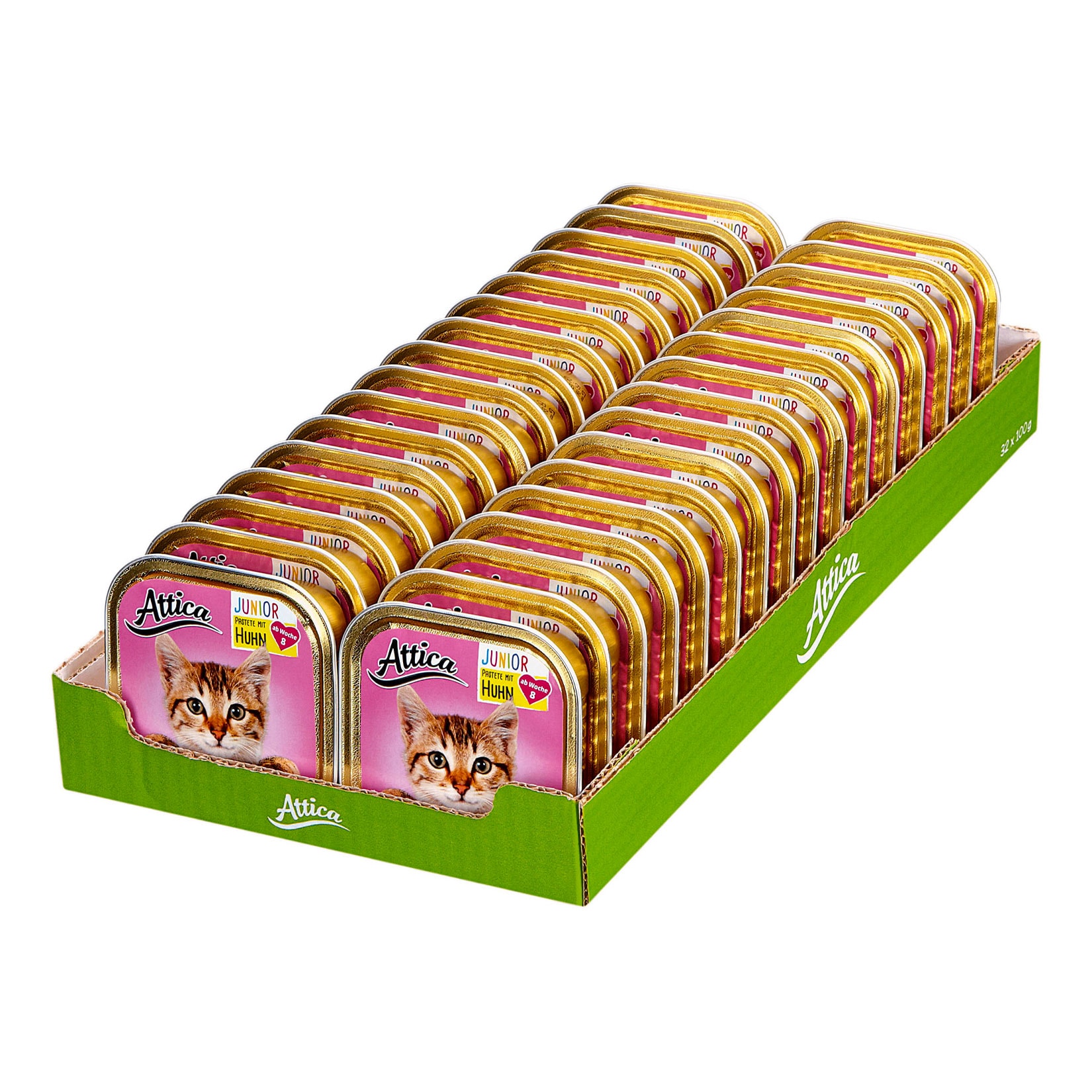 Attica Katzenfutter Junior Huhn 100 g, 32er Pack - Bild 1