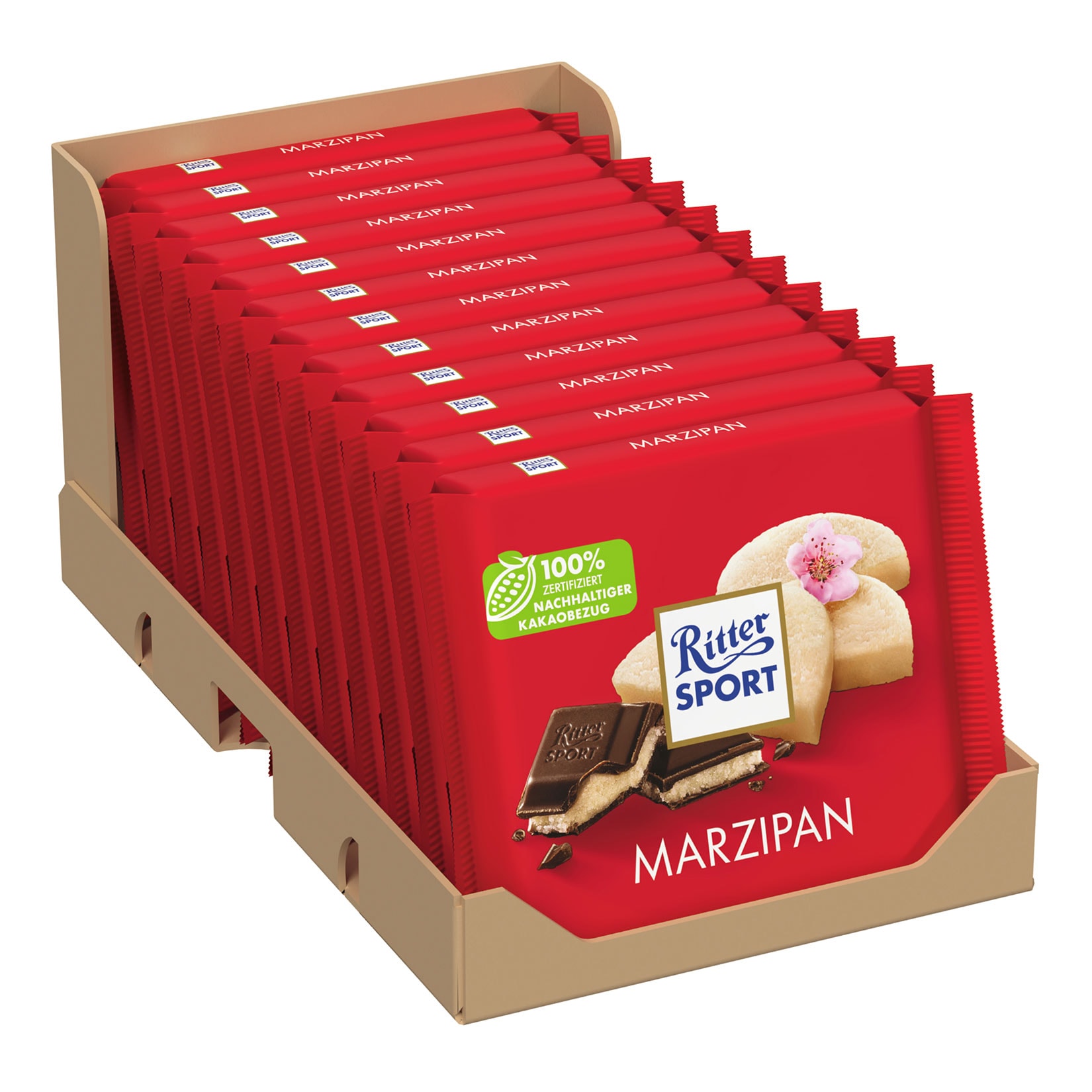 Ritter Sport Marzipan Schokolade 100 g, 12er Pack - Bild 1