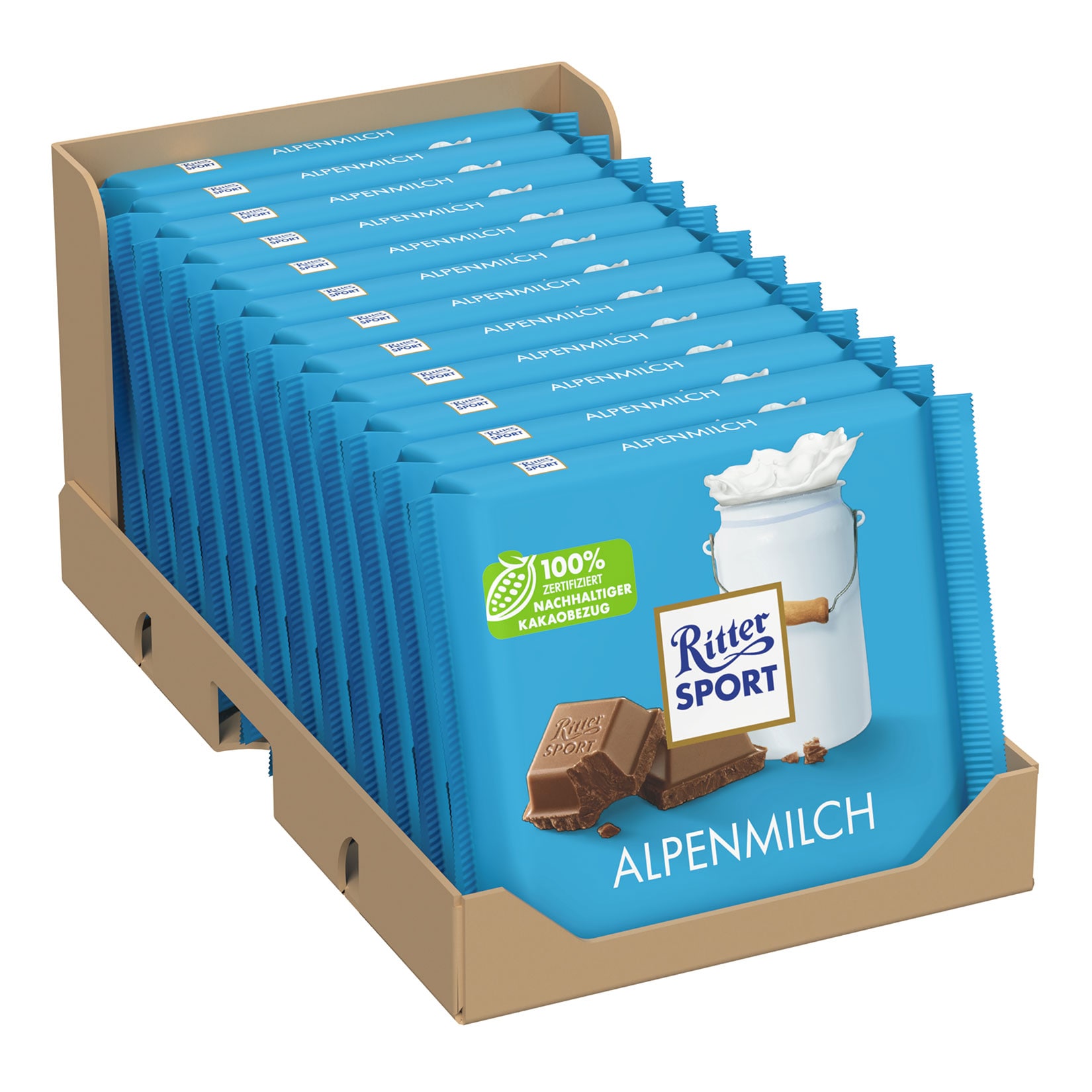 Ritter Sport Alpenmilch Schokolade 100 g, 12er Pack - Bild 1