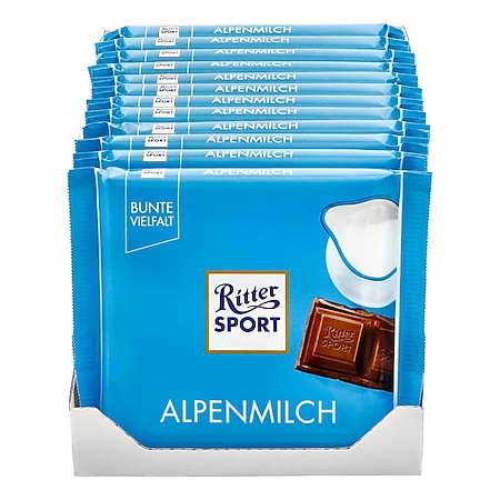 Ritter Sport Alpenmilch Schokolade 100 g, 12er Pack - Bild 1