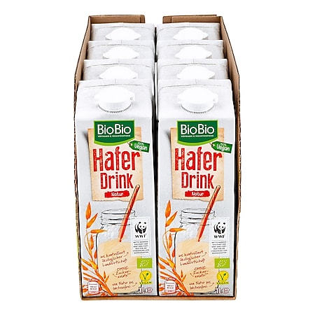 BioBio Haferdrink pur 1 Liter, 8er Pack - Bild 1