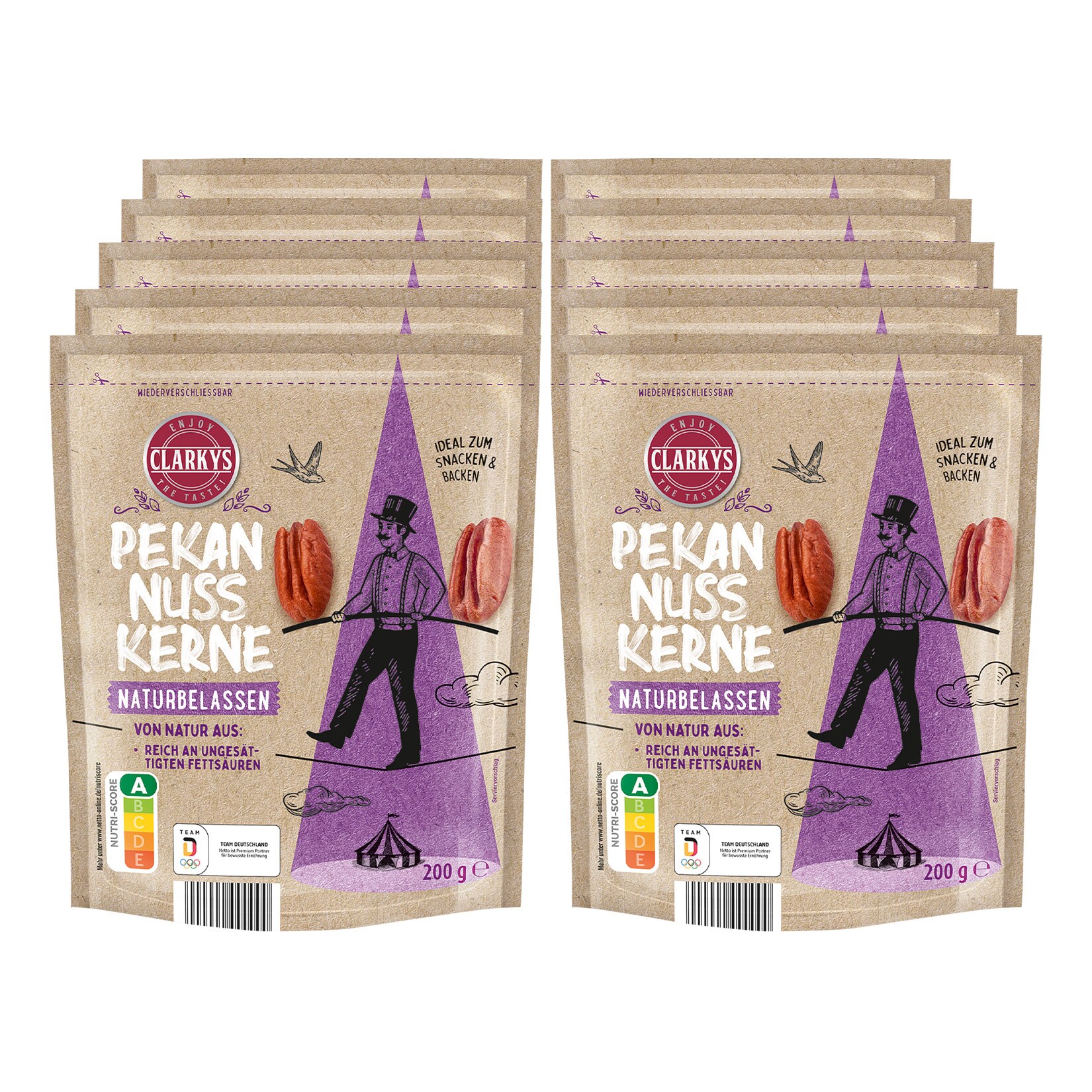 Clarkys Pekannusskerne 200 g, 10er Pack | 04316268570541