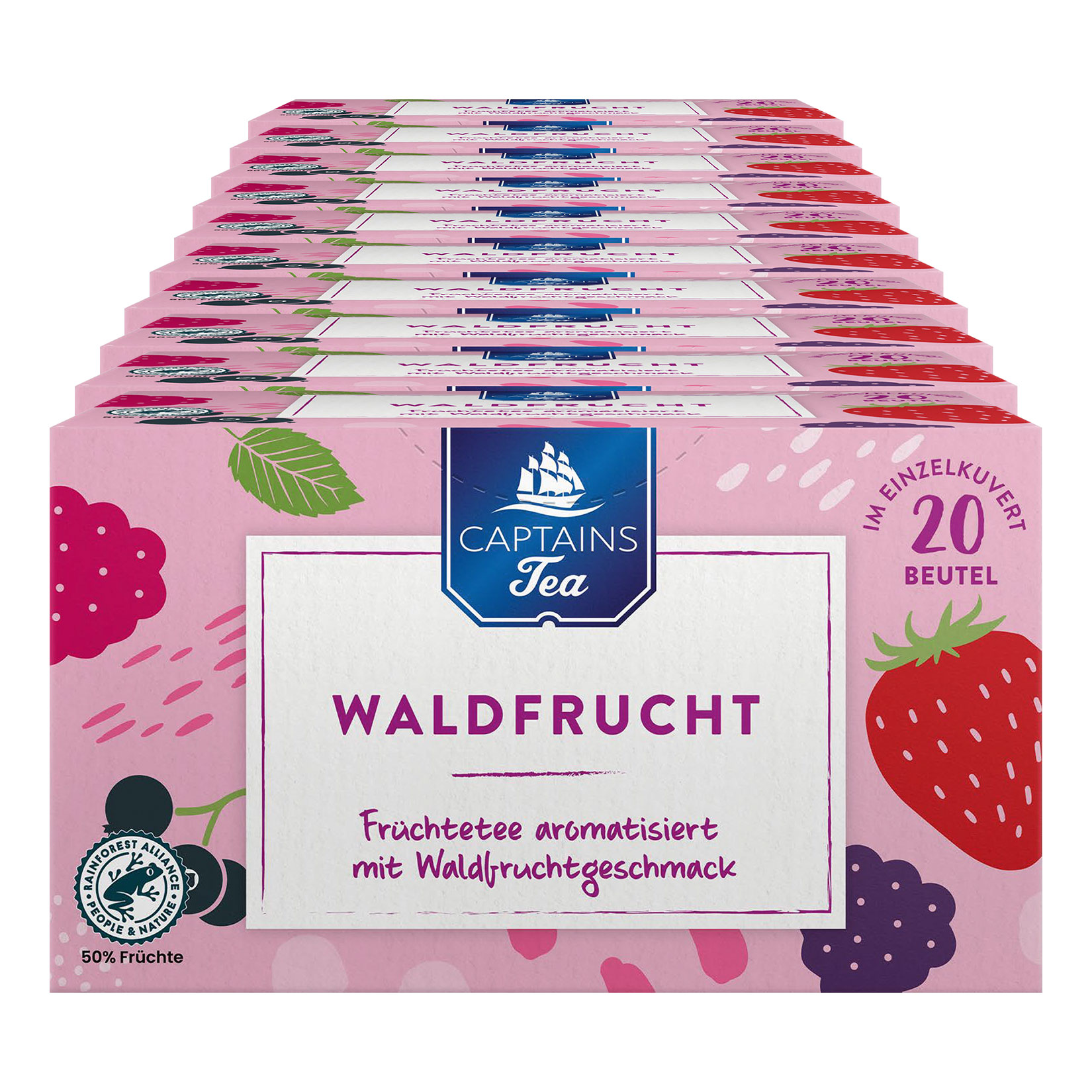 Captains Tea Fr&uuml;chtetee Waldfrucht 60 g, 10er Pack - Bild 1