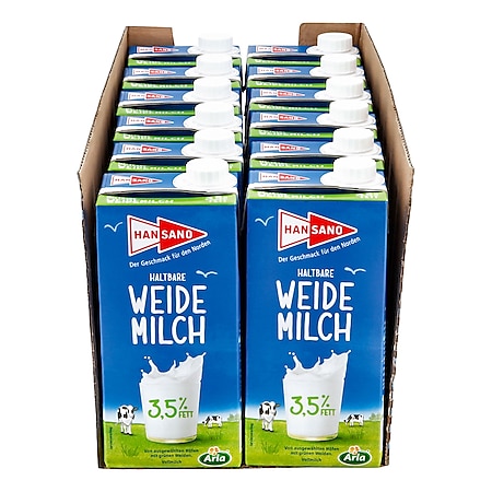 Hansano haltbare Weidemilch 3,5% 1 Liter, 12er Pack - Bild 1