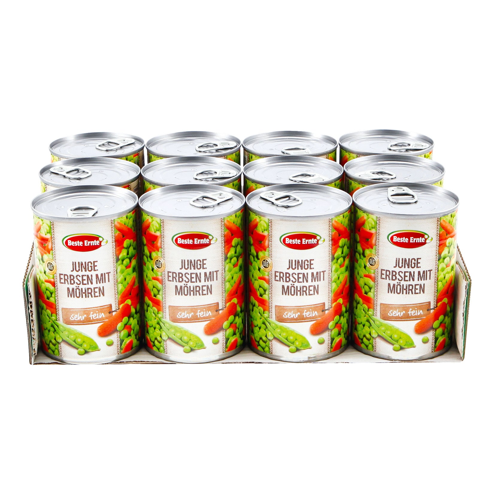 Beste Ernte Erbsen sehr fein mit M&ouml;hrchen 265 g Abtropfgewicht, 12er Pack - Bild 1