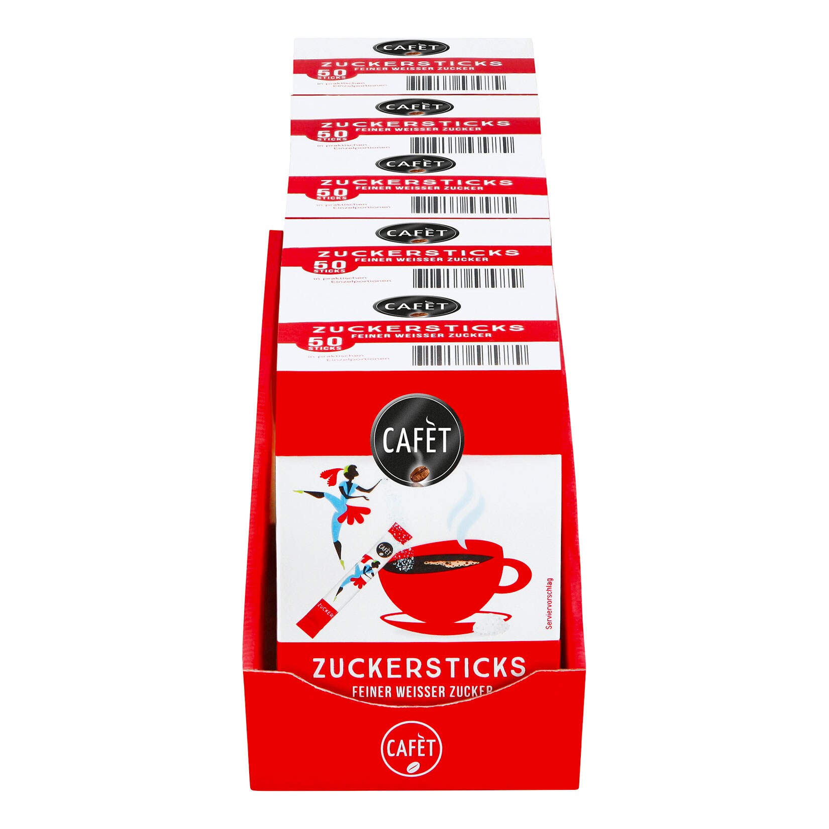 Cafet Zuckersticks 50 Sticks 250 g, 5er Pack