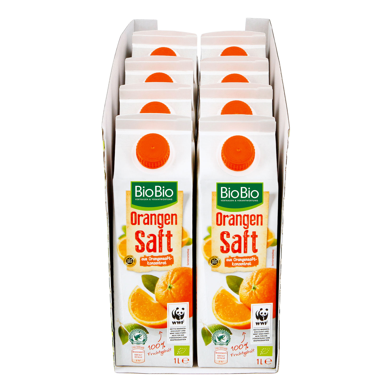 BioBio Orangensaft 1 Liter, 8er Pack - Bild 1