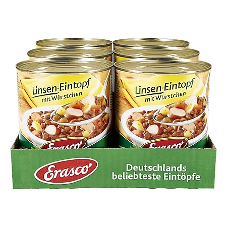 Erasco Linsen-Eintopf mit Würstchen 800 g, 6er Pack - Bild 1