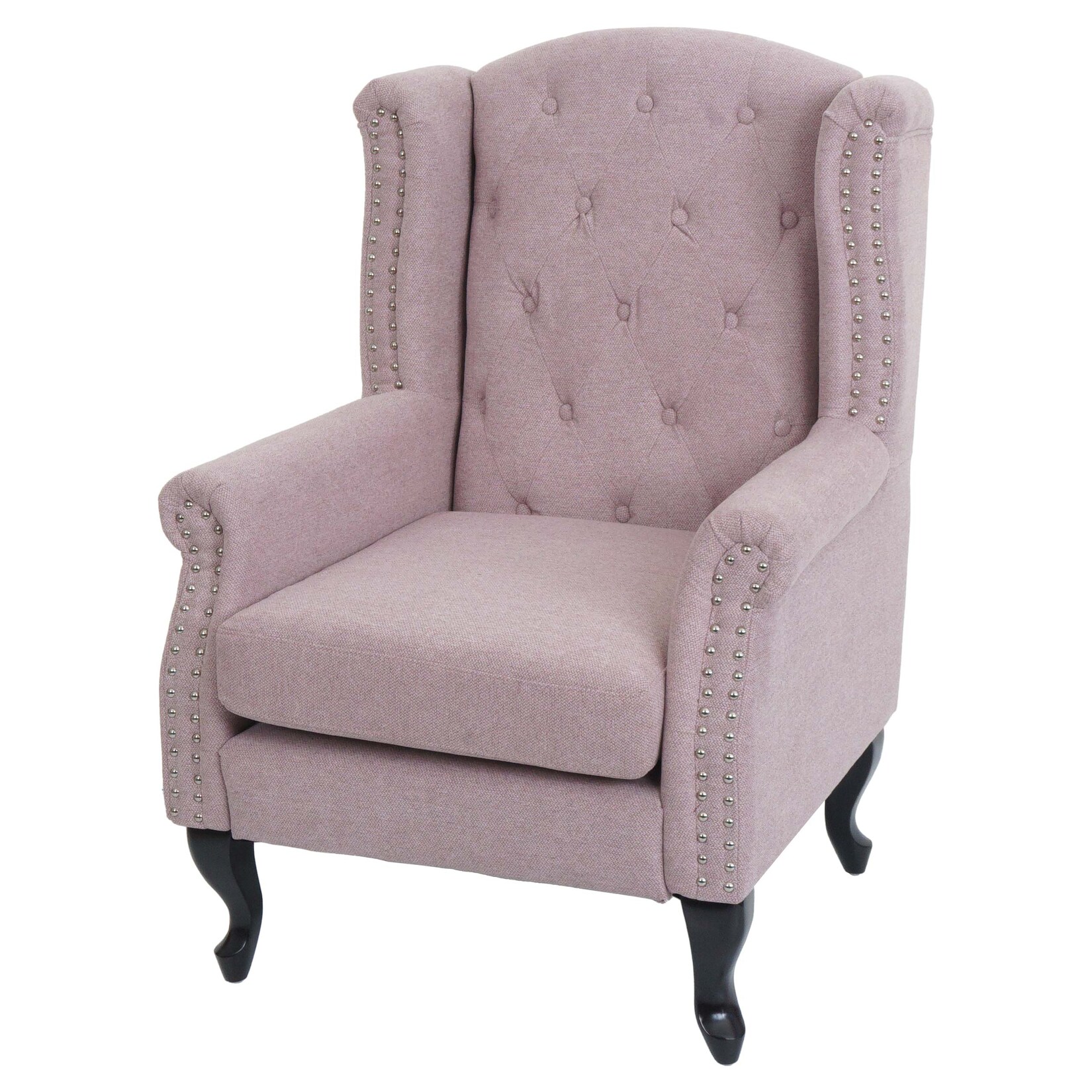 Sessel Chesterfield Oxford, Relaxsessel Clubsessel Ohrensessel, wasserabweisend Stoff/Textil ~ hellrosa ohne Ottomane | 04057651726311