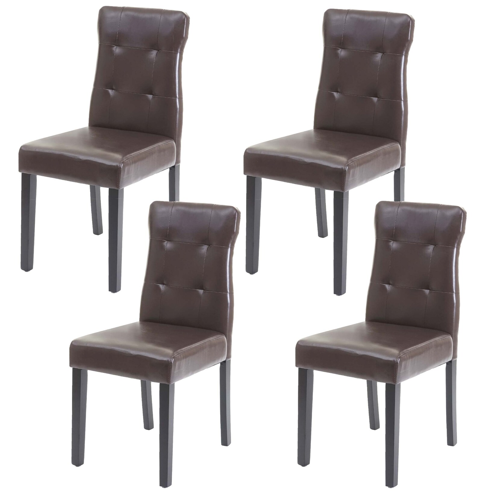 4er-Set Esszimmerstuhl MCW-E58, Stuhl Essstühle, MVG-zertifiziert ~ Kunstleder braun, dunkle Beine