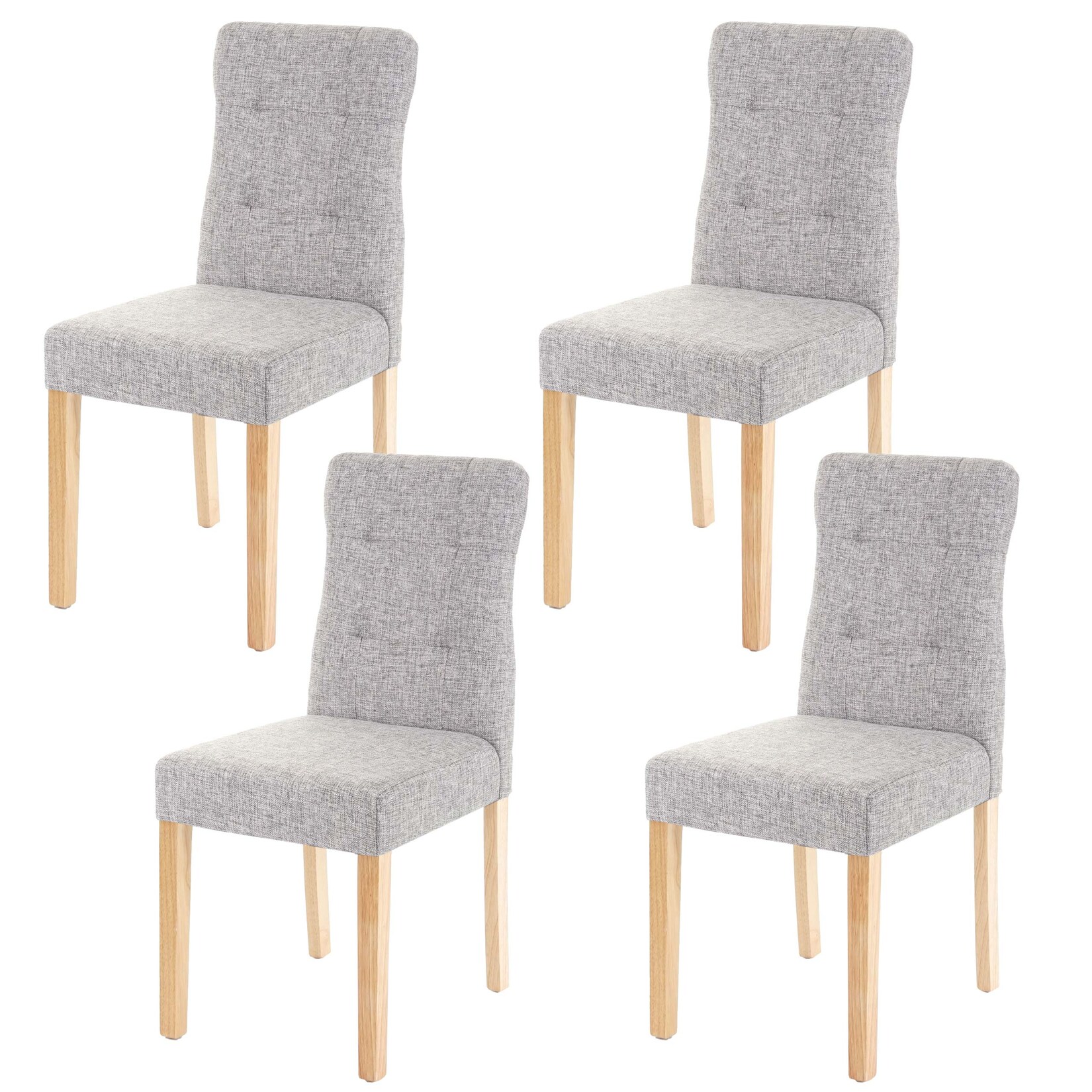 4er-Set Esszimmerstuhl MCW-E58, Stuhl Essstühle, MVG-zertifiziert ~ Stoff/Textil grau, helle Beine