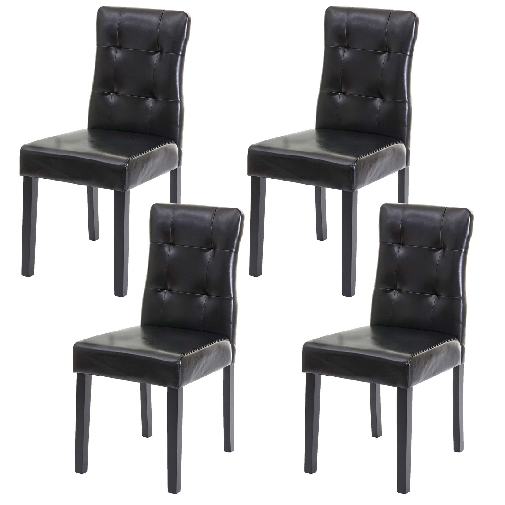 4er-Set Esszimmerstuhl MCW-E58, Stuhl Essstühle, MVG-zertifiziert ~ Kunstleder schwarz, dunkle Beine