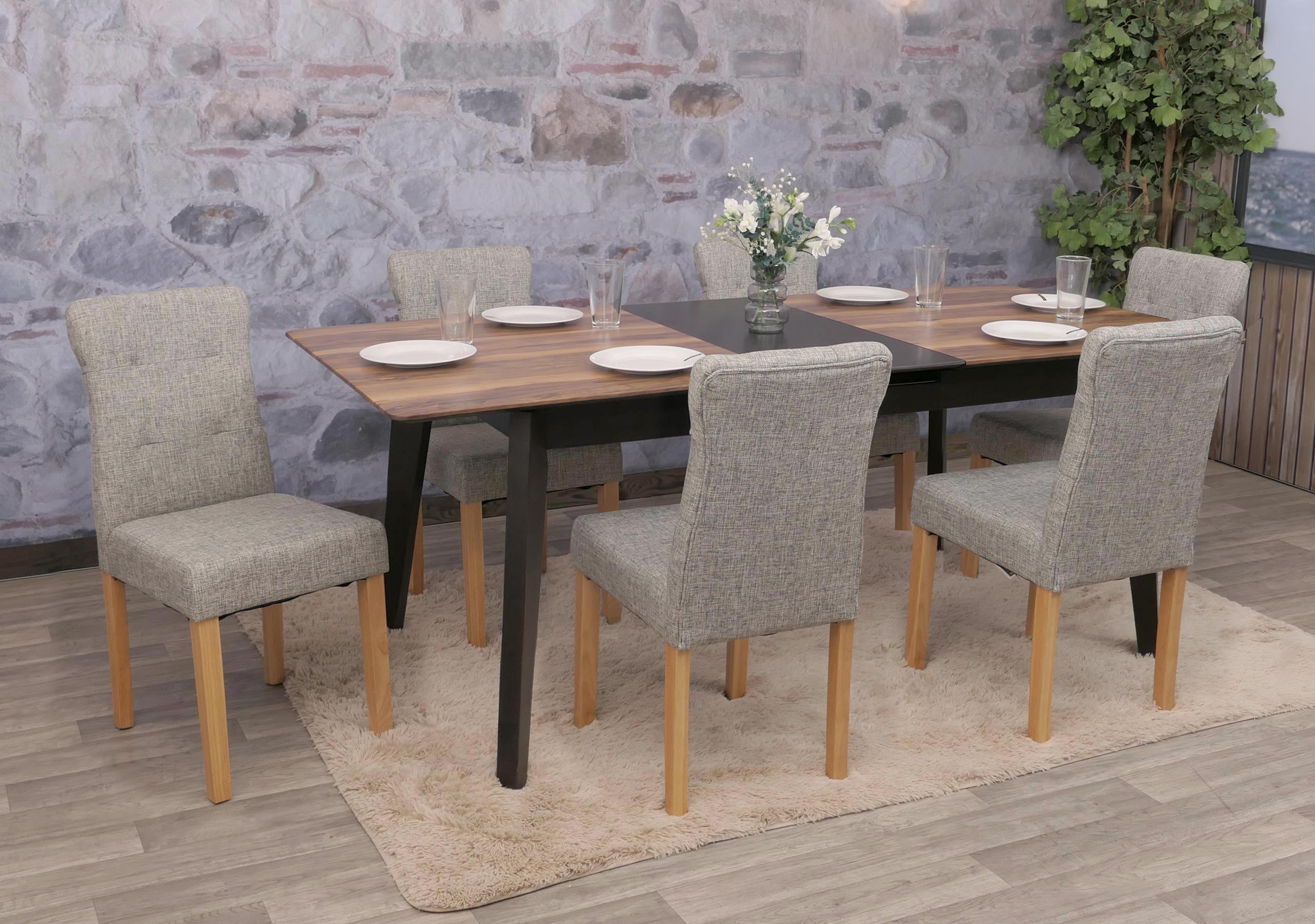 6er-Set Esszimmerstuhl MCW-E58, Stuhl Essst&uuml;hle ~ Stoff/Textil grau, helle Beine - Bild 1