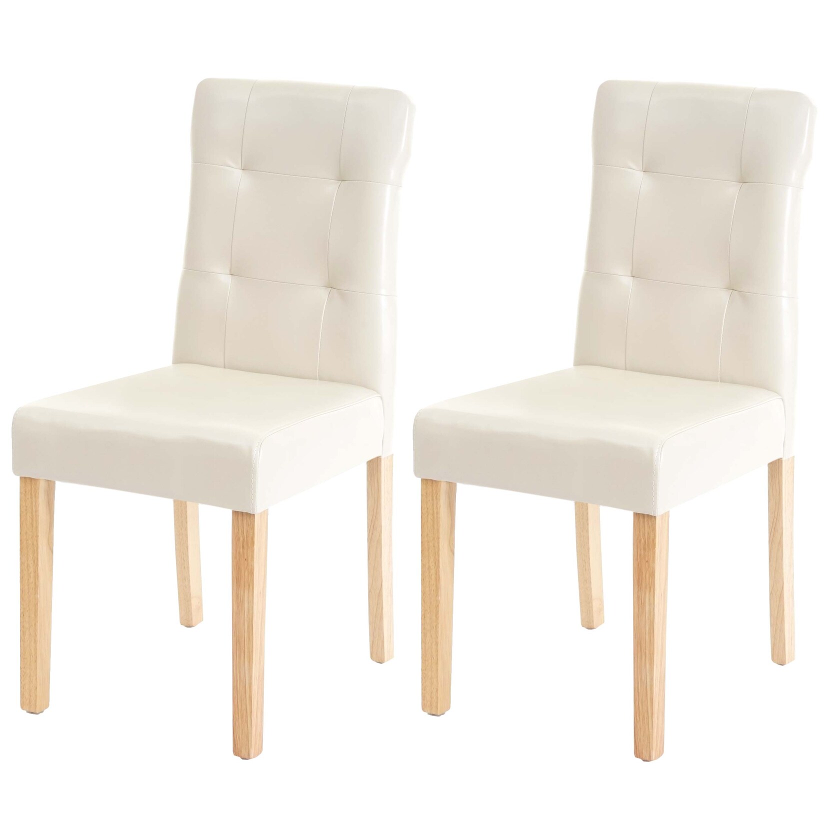 2er-Set Esszimmerstuhl MCW-E58, Stuhl Essstühle ~ Kunstleder creme, helle Beine