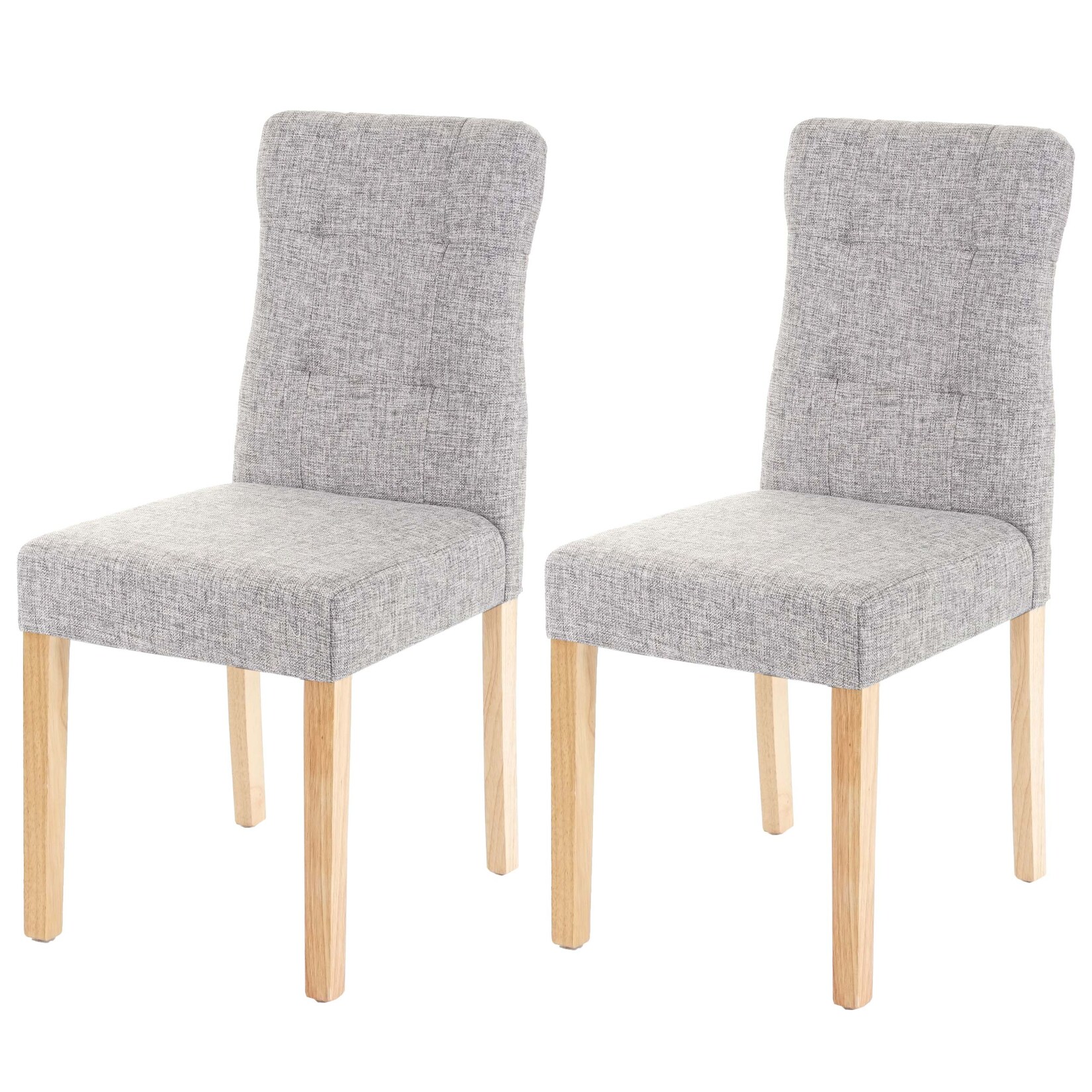 2er-Set Esszimmerstuhl MCW-E58, Stuhl Essstühle ~ Stoff/Textil grau, helle Beine