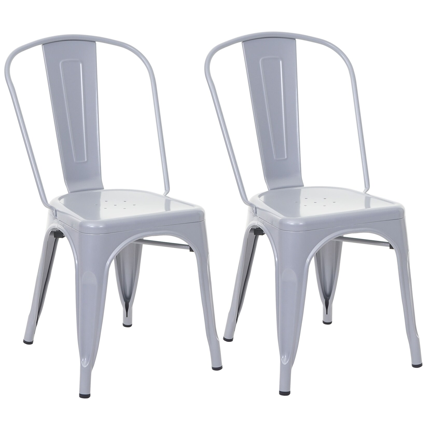 2er-Set Stuhl MCW-A73, Bistrostuhl Stapelstuhl, Metall Industriedesign stapelbar ~ grau