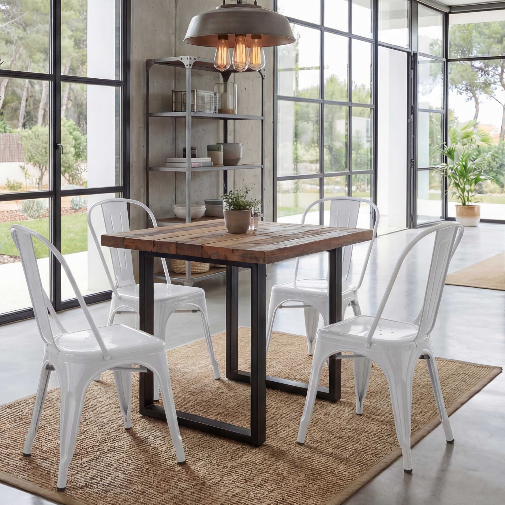 4er-Set Stuhl MCW-A73, Bistrostuhl Stapelstuhl, Metall Industriedesign stapelbar ~ weiß | 04057651356259