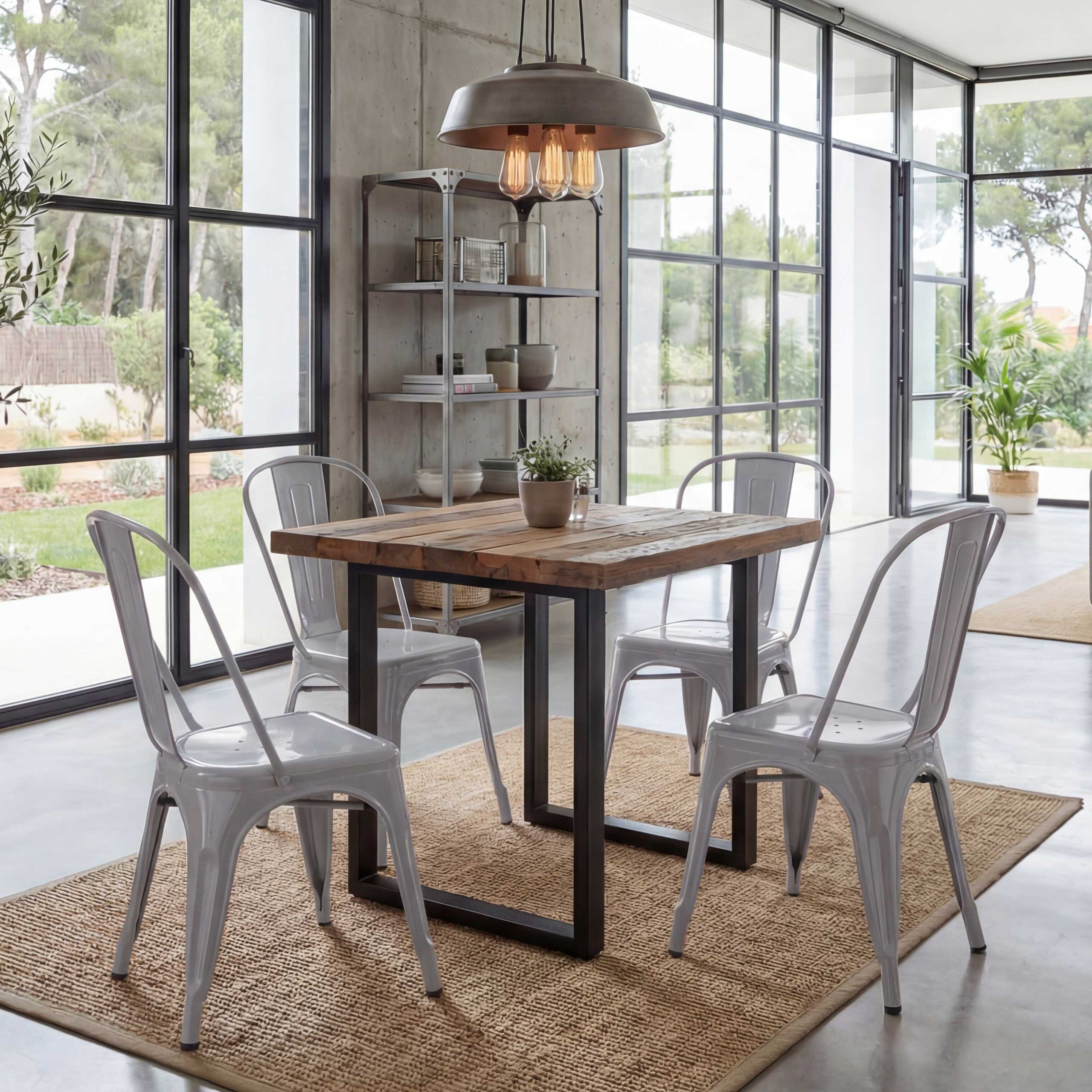 4er-Set Stuhl MCW-A73, Bistrostuhl Stapelstuhl, Metall Industriedesign stapelbar ~ grau - Bild 1