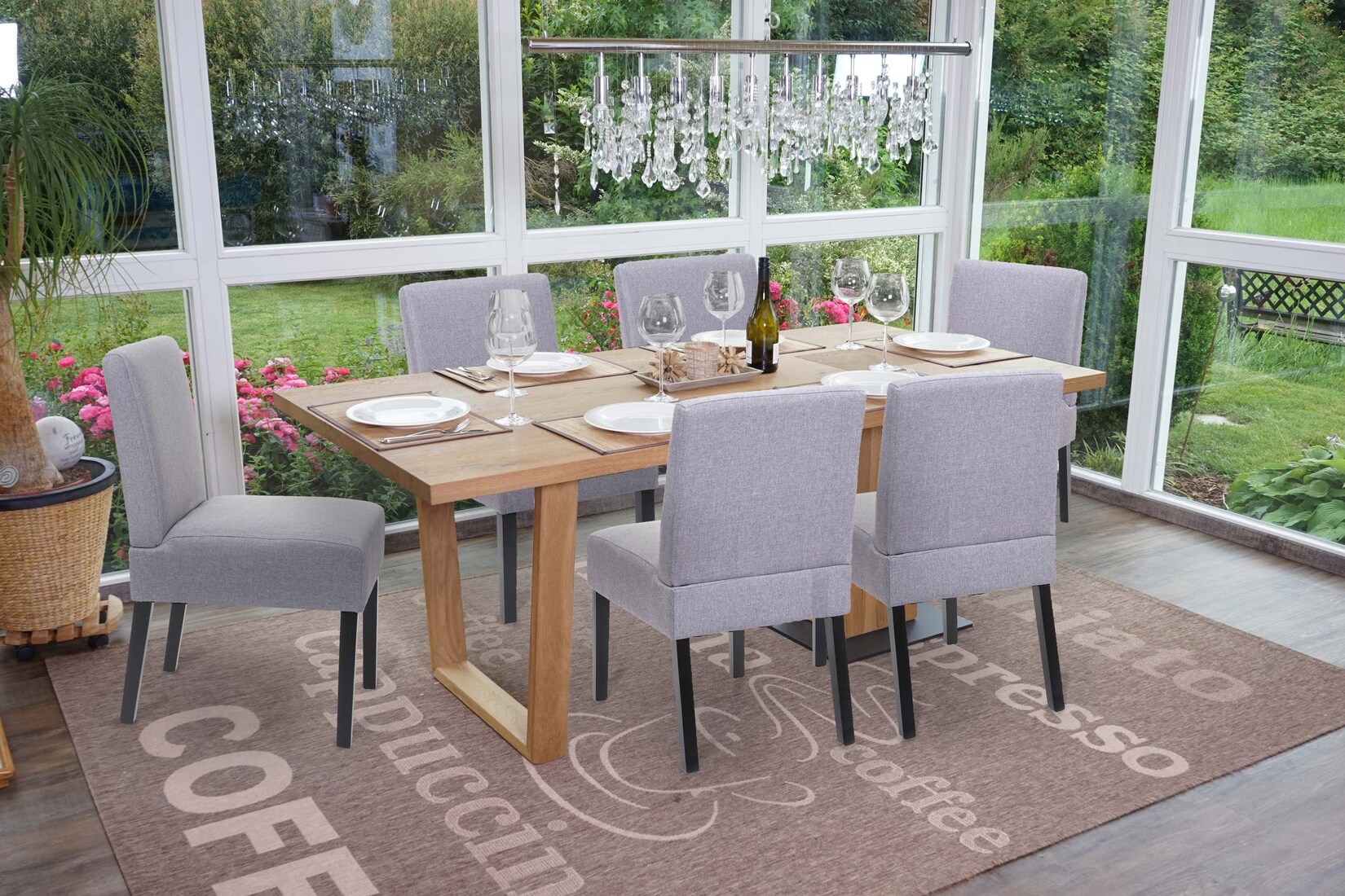 6er-Set Esszimmerstuhl MCW-F61, Stuhl Lounge-Stuhl, Stoff/Textil ~ grau