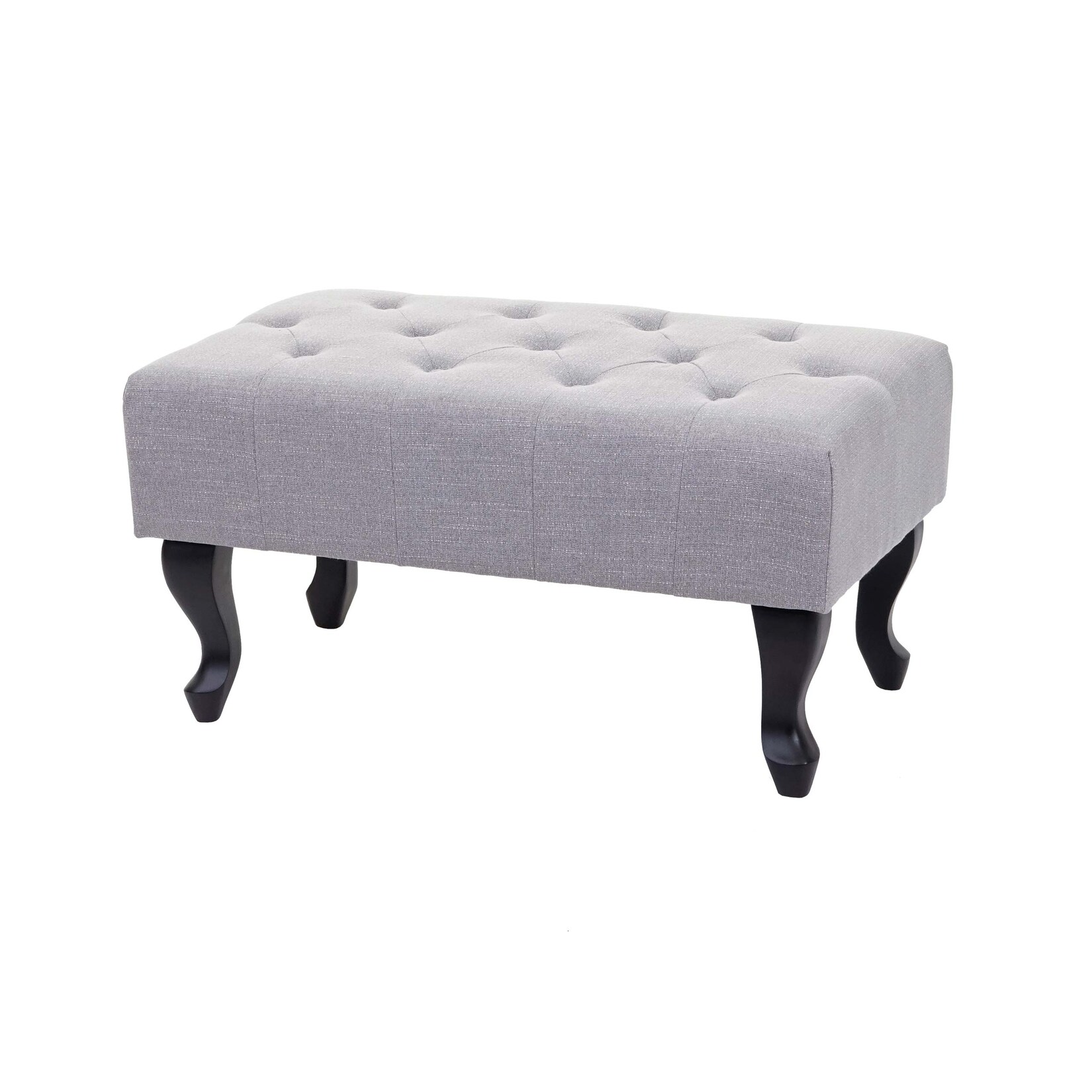 Ottomane Chesterfield Oxford, Sitzhocker Fußablage Hocker, wasserabweisend Stoff/Textil 39x77x47cm ~ grau