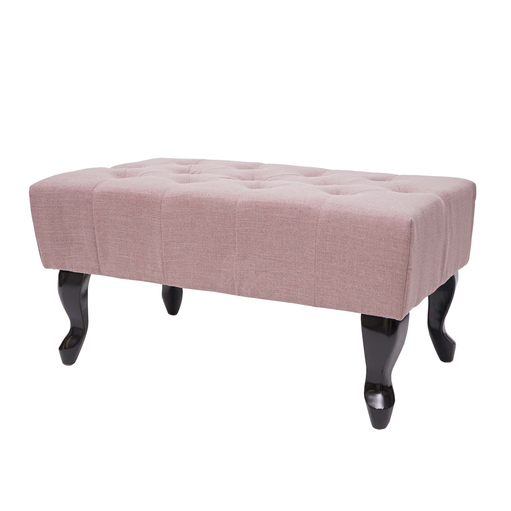 Ottomane Chesterfield Oxford, Sitzhocker Fußablage Hocker, wasserabweisend Stoff/Textil 39x77x47cm ~ vintage rosa | 04057651518336