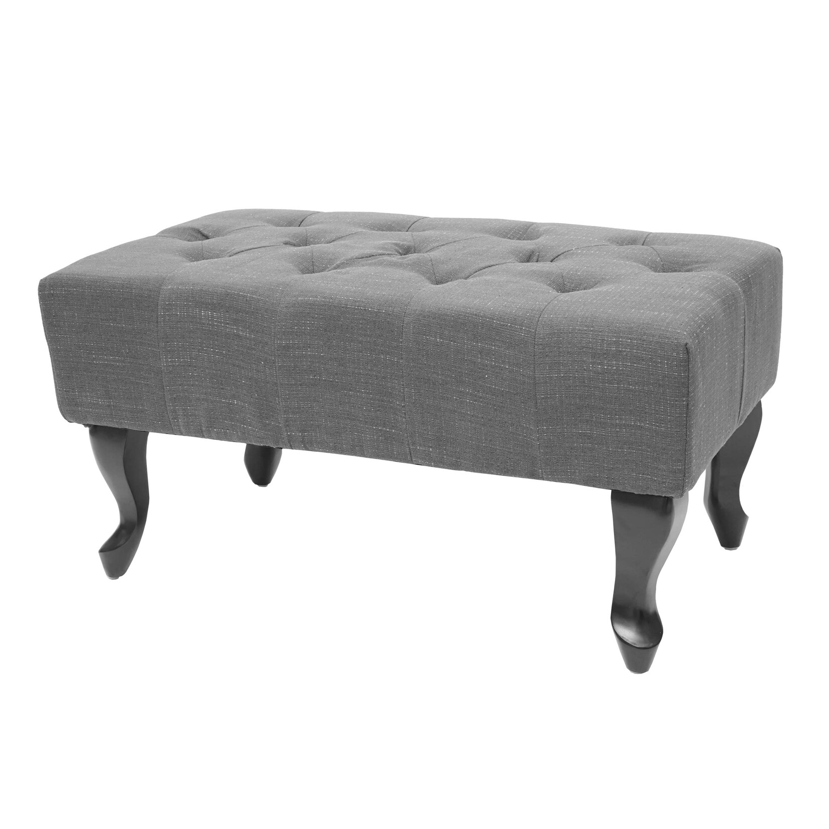 Ottomane Chesterfield Oxford, Sitzhocker Fußablage Hocker, wasserabweisend Stoff/Textil 39x77x47cm ~ dunkelgrau