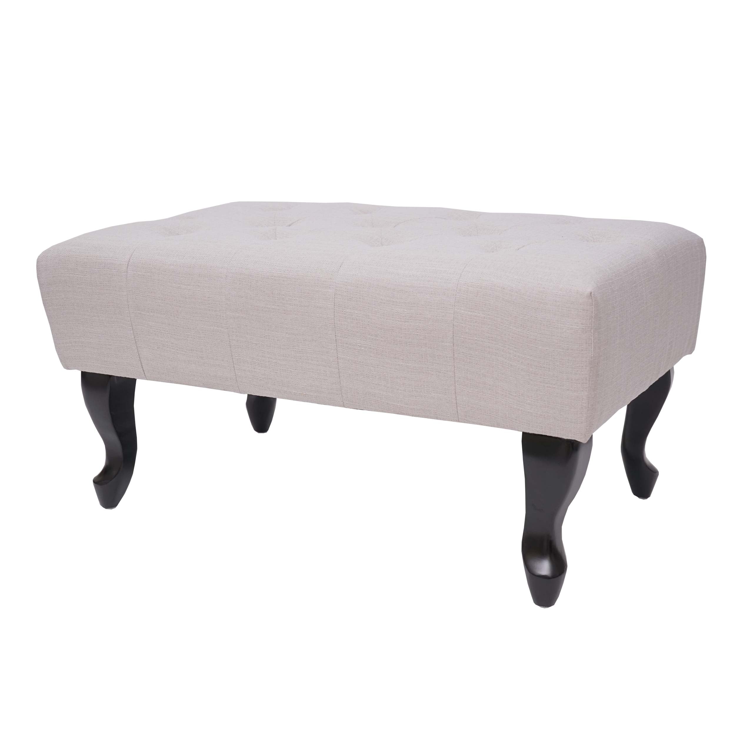 Ottomane Chesterfield Oxford, Sitzhocker Fu&szlig;ablage Hocker, wasserabweisend Stoff/Textil 39x77x47cm ~ creme-beige - Bild 1