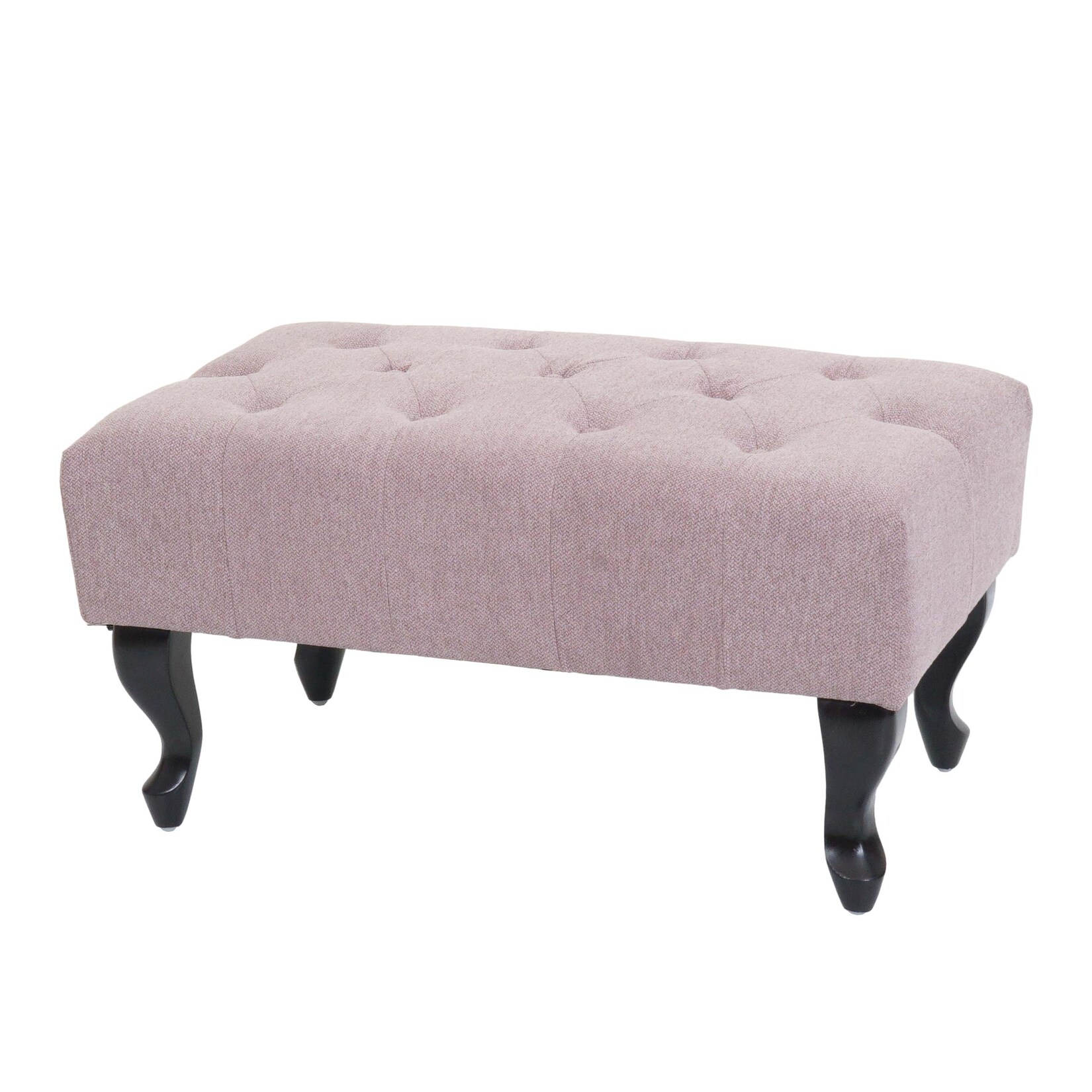 Ottomane Chesterfield Oxford, Sitzhocker Fußablage Hocker, wasserabweisend Stoff/Textil 39x77x47cm ~ hellrosa | 04057651714721