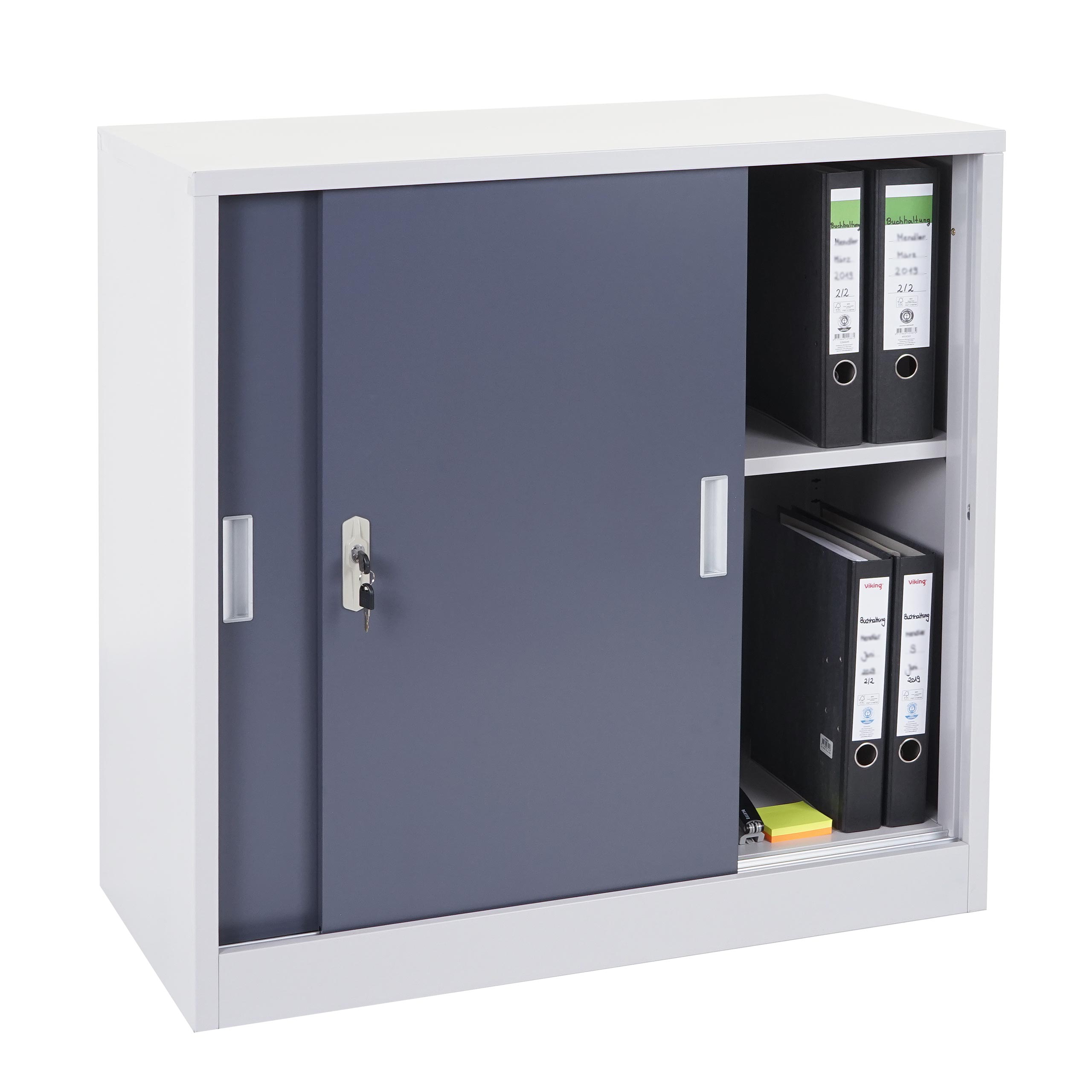 Aktenschrank Preston MCW-F41, Stahlschrank B&uuml;roschrank, mit abschlie&szlig;baren Schiebet&uuml;ren 90x90x45cm ~ anthrazit - Bild 1