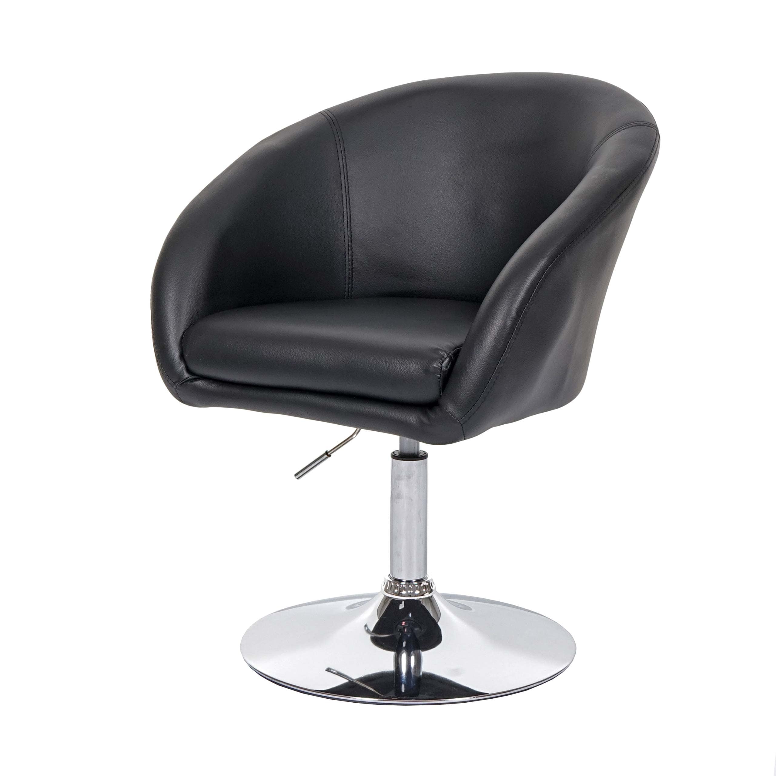 Esszimmerstuhl MCW-F19, K&uuml;chenstuhl Stuhl Drehstuhl Loungesessel, drehbar h&ouml;henverstellbar ~ Kunstleder schwarz - Bild 1