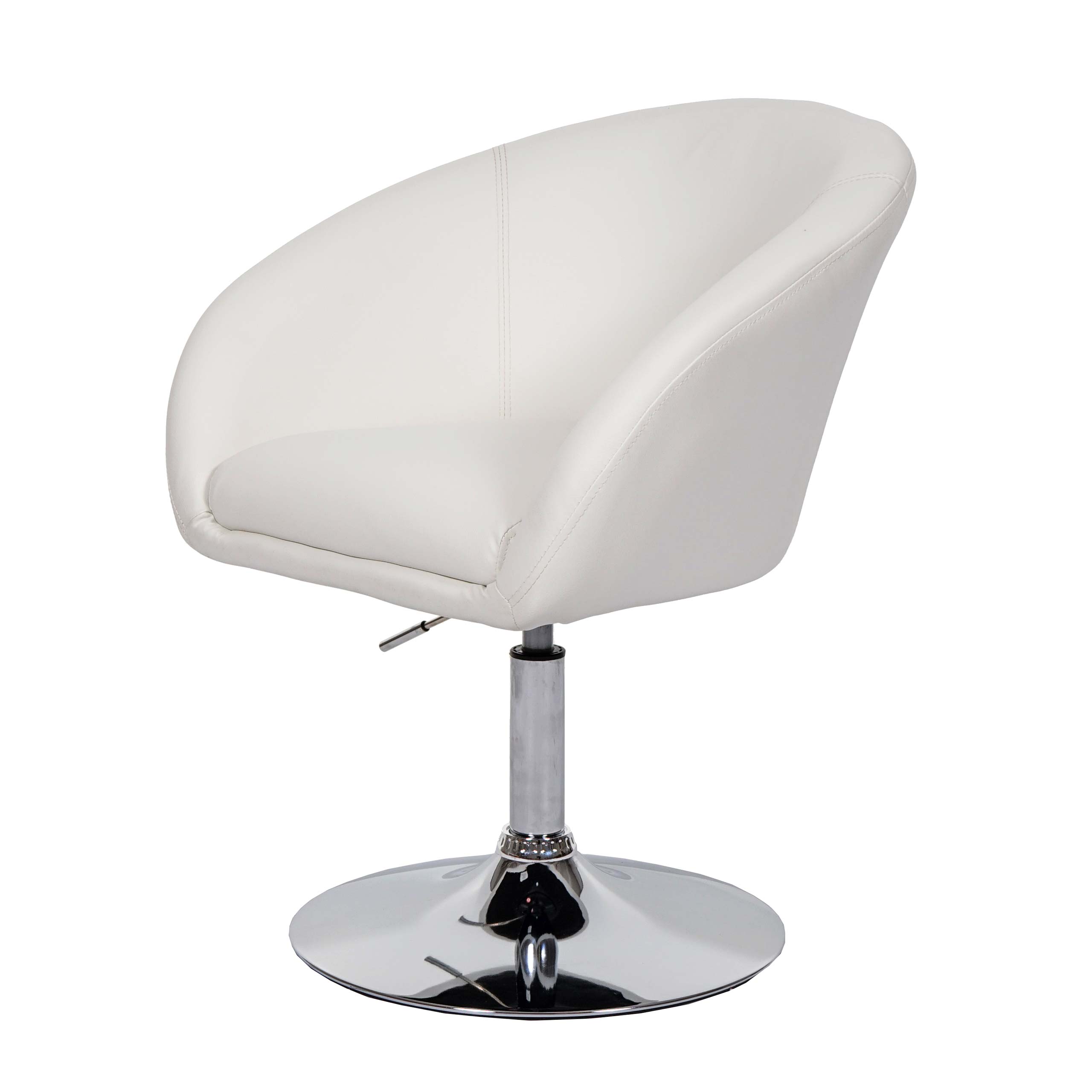 Esszimmerstuhl MCW-F19, K&uuml;chenstuhl Stuhl Drehstuhl Loungesessel, drehbar h&ouml;henverstellbar ~ Kunstleder wei&szlig; - Bild 1