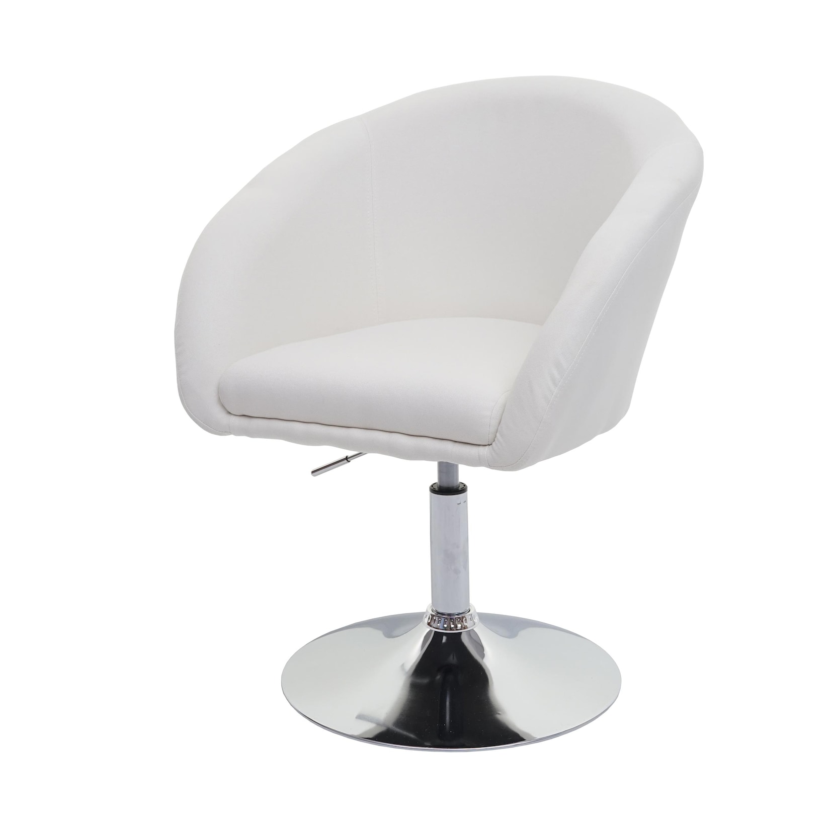 Esszimmerstuhl MCW-F19, Küchenstuhl Stuhl Drehstuhl Loungesessel, drehbar höhenverstellbar ~ Stoff/Textil creme-weiß