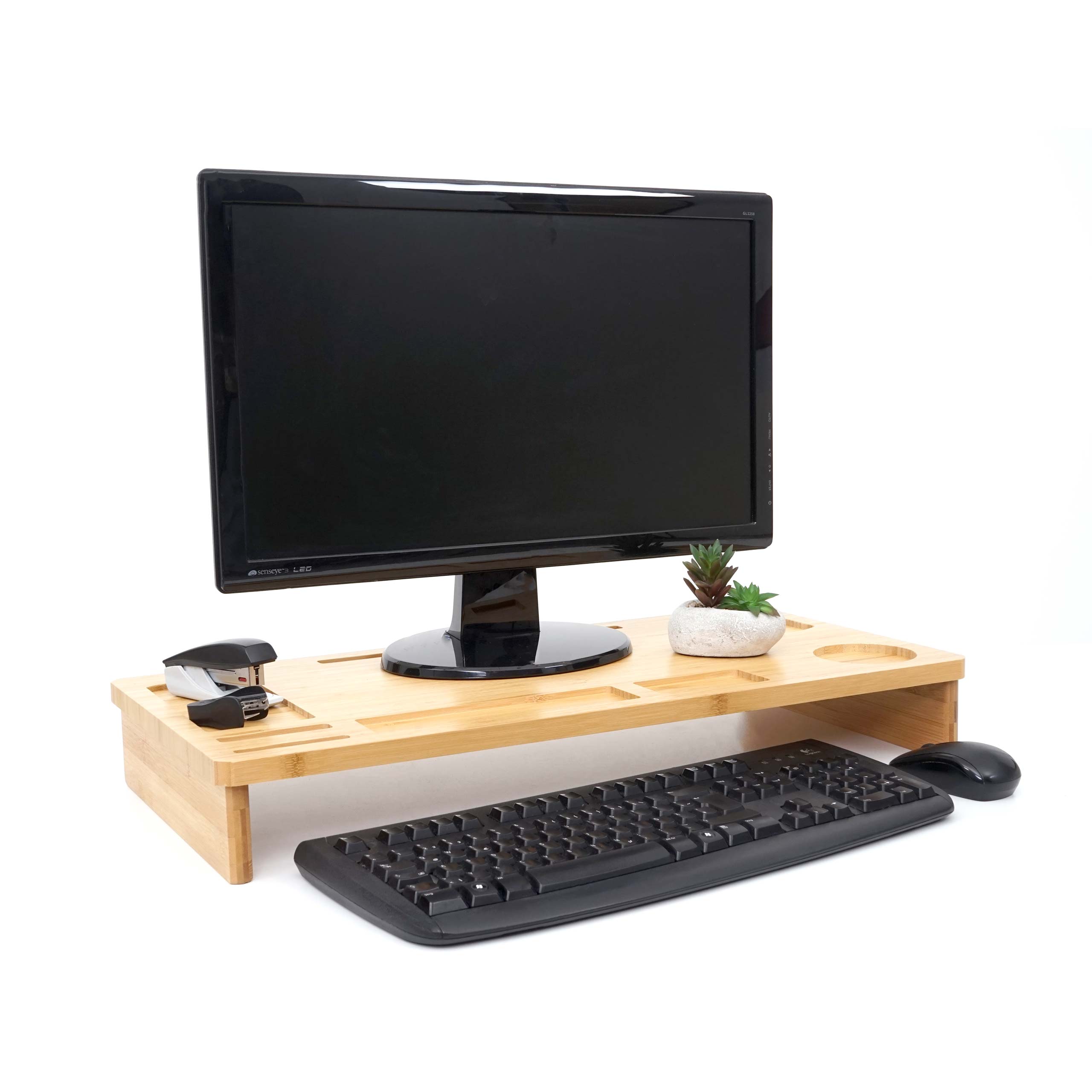 Monitorerh&ouml;hung MCW-E85, Monitorst&auml;nder Tischorganizer Bildschirmerh&ouml;hung, Bambus 9x65x31cm - Bild 1