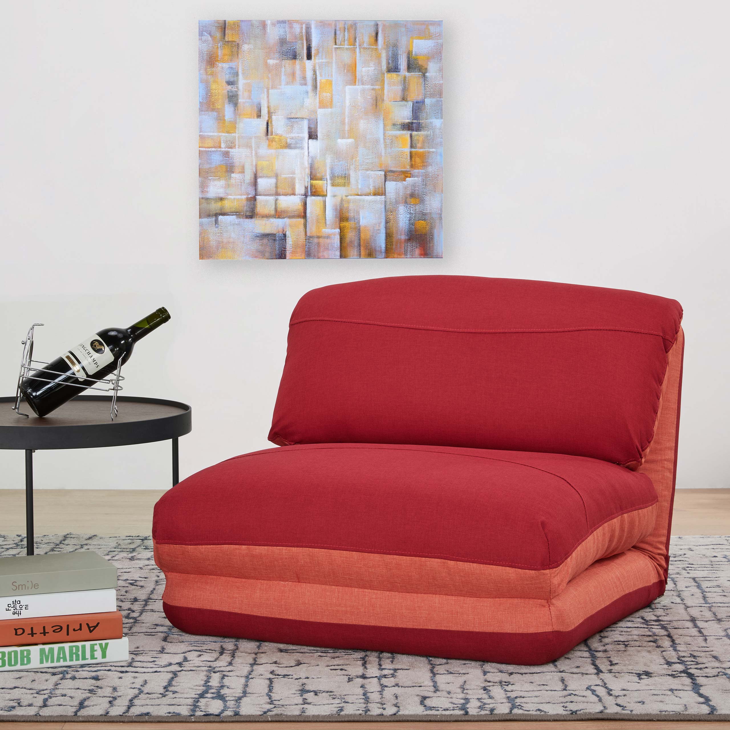Schlafsessel MCW-E68, Schlafsofa Funktionssessel Klappsessel Relaxsessel, Stoff/Textil ~ orange/dunkelrot - Bild 1