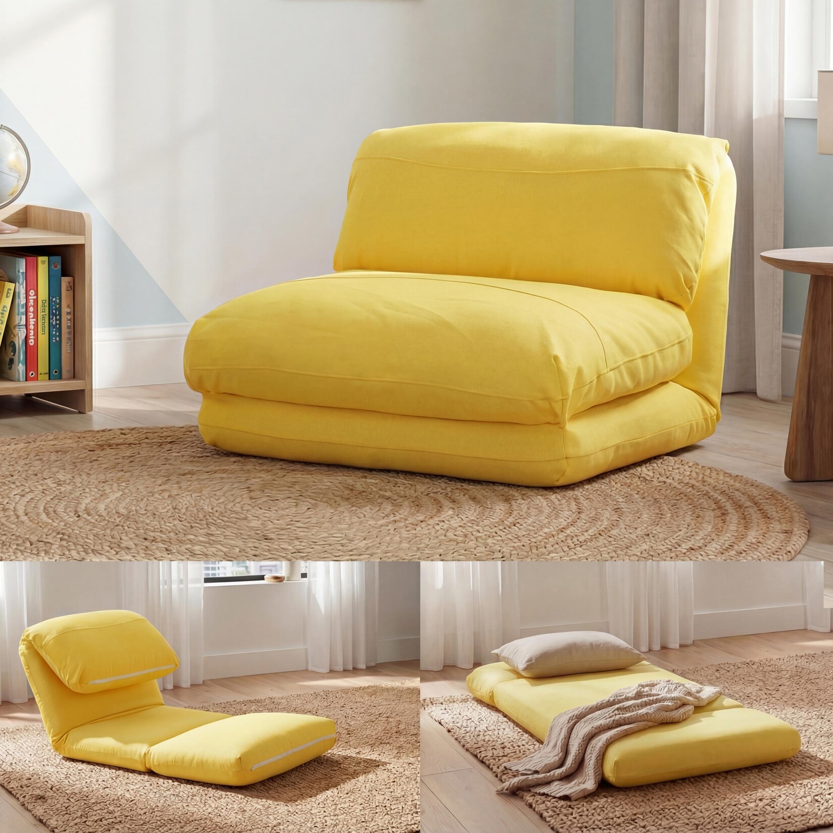 Schlafsessel MCW-E68, Schlafsofa Funktionssessel Klappsessel Relaxsessel, Stoff/Textil ~ gelb