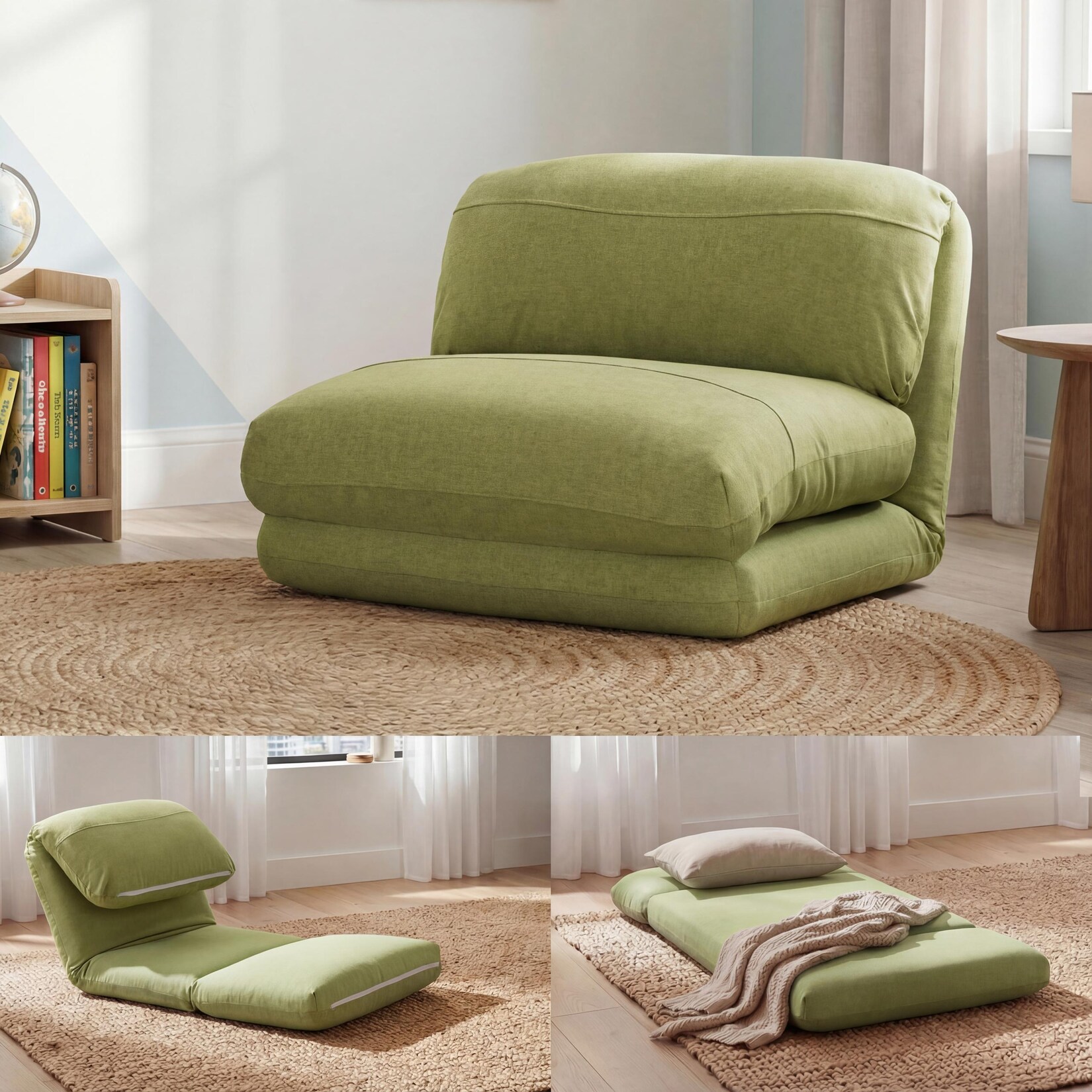Schlafsessel MCW-E68, Schlafsofa Funktionssessel Klappsessel Relaxsessel, Stoff/Textil ~ grün