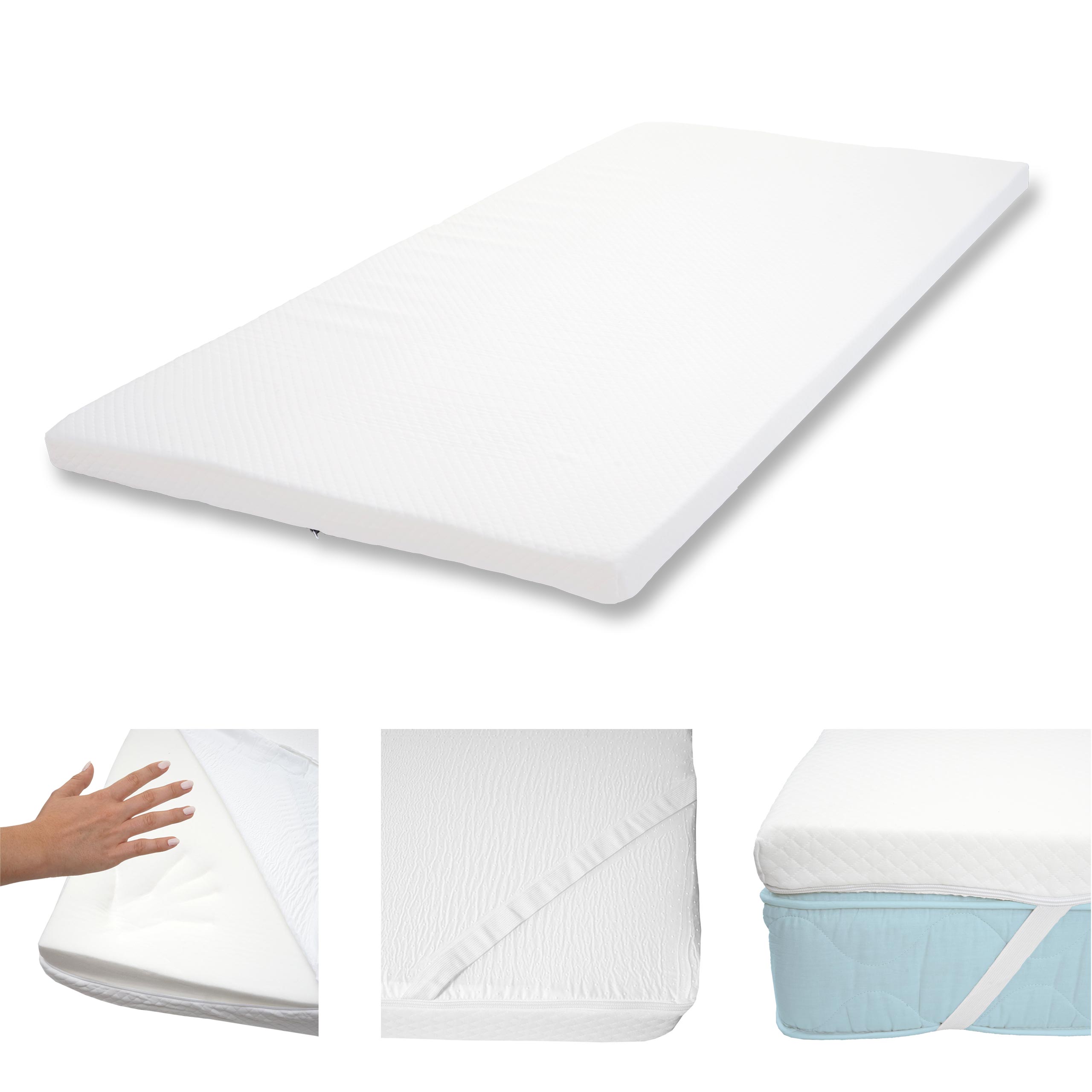 6cm Memoryfoam-Matratzentopper MCW-E63, Topper Matratzenauflage Matratzenschoner ~ 90x200cm Viscoschaum - Bild 1