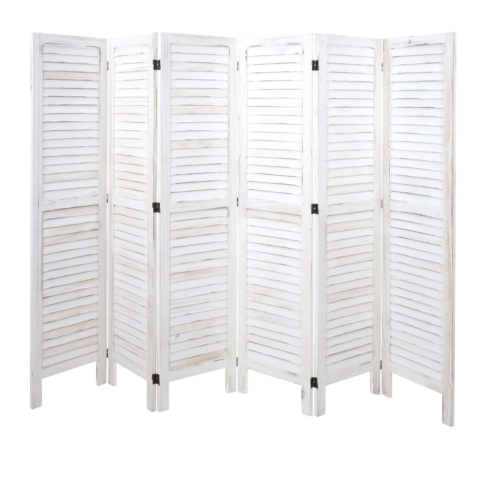 Paravent MCW-G30, Trennwand Sichtschutz Raumteiler, Shabby-Look 170x240cm ~ weiß | 04057651315492