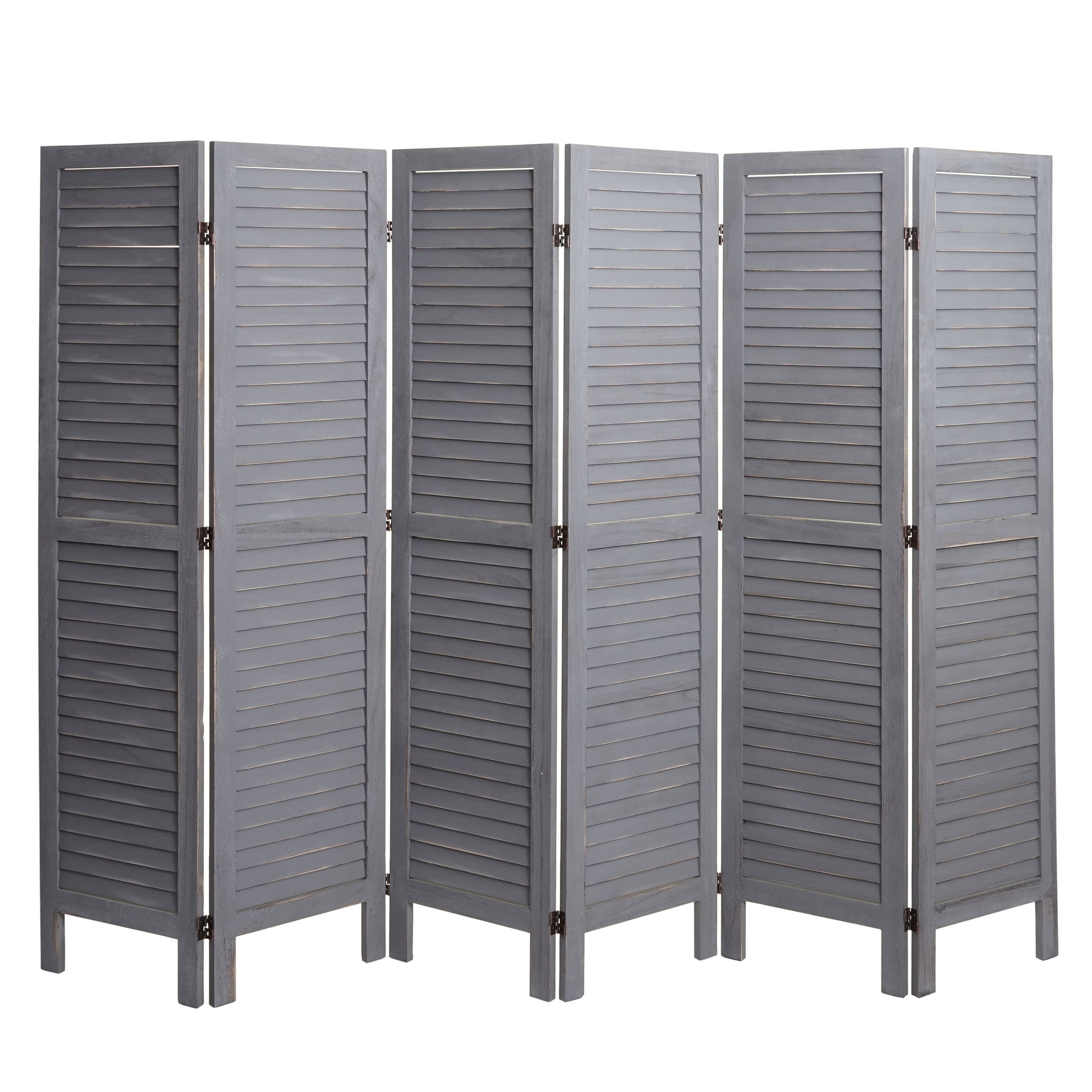Paravent MCW-G30, Trennwand Sichtschutz Raumteiler, Shabby-Look 170x240cm ~ grau - Bild 1