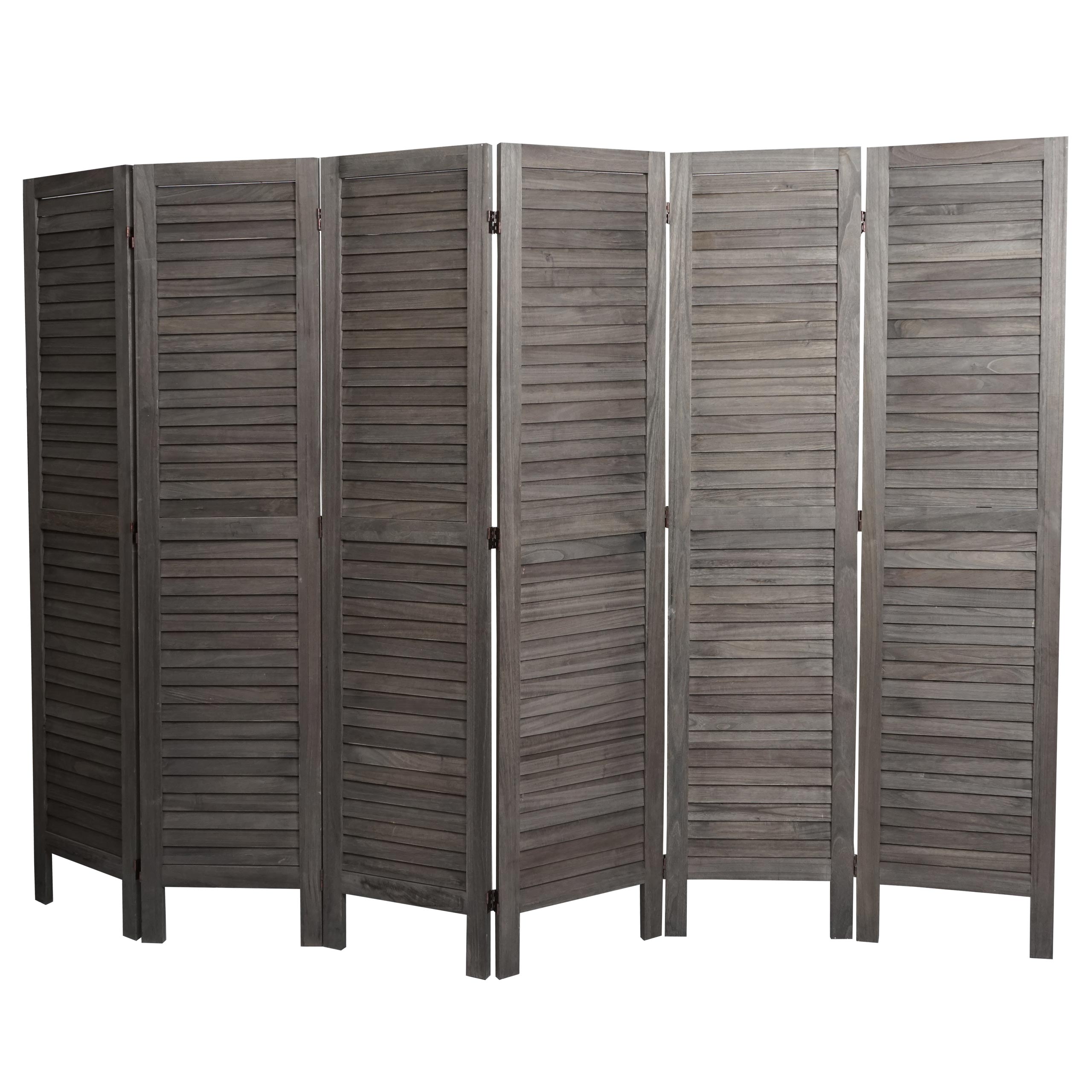 Paravent MCW-G30, Trennwand Sichtschutz Raumteiler, Shabby-Look 170x240cm ~ grau-braun - Bild 1