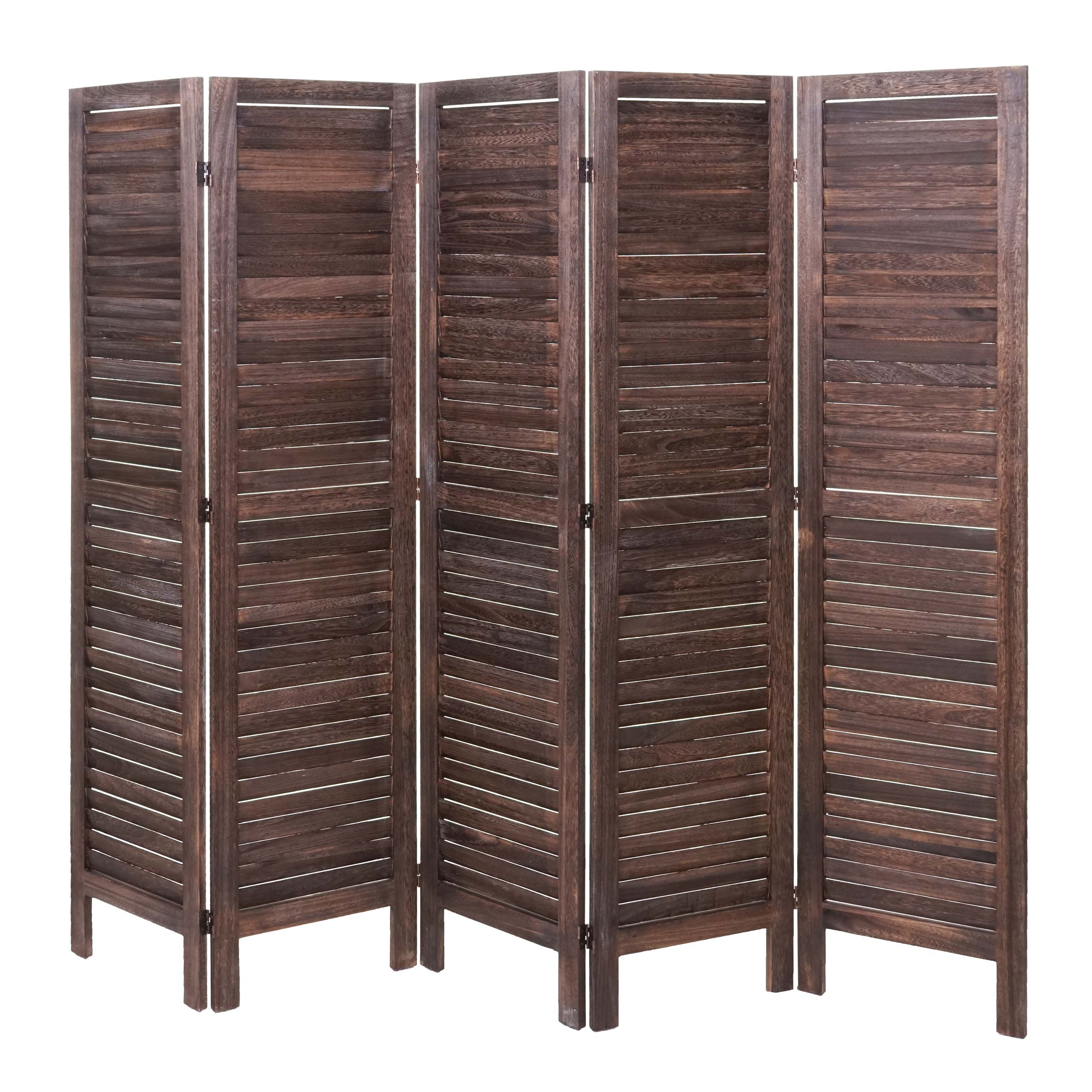 Paravent MCW-G30, Trennwand Sichtschutz Raumteiler, Shabby-Look 170x200cm ~ braun - Bild 1