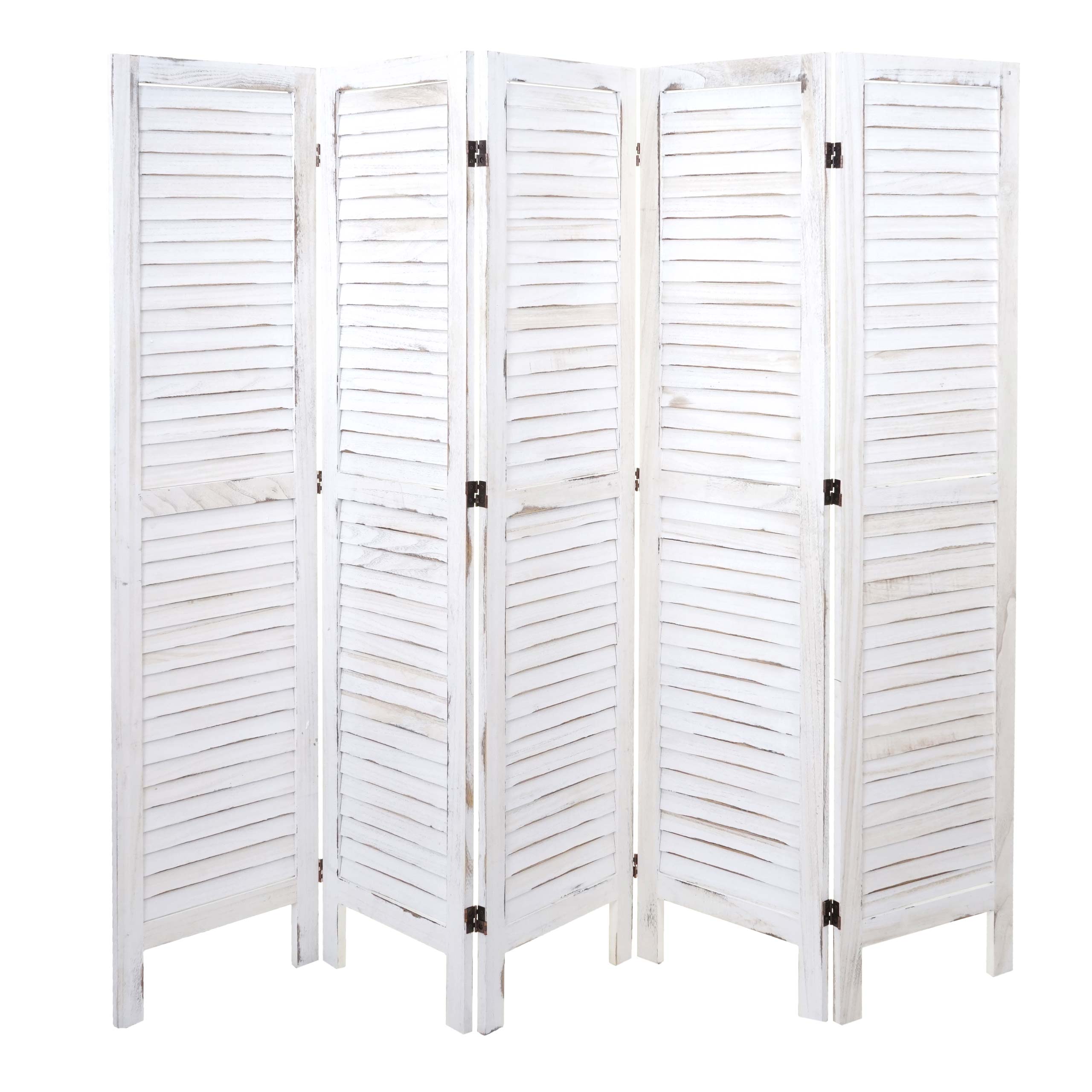 Paravent MCW-G30, Trennwand Sichtschutz Raumteiler, Shabby-Look 170x200cm ~ wei&szlig; - Bild 1